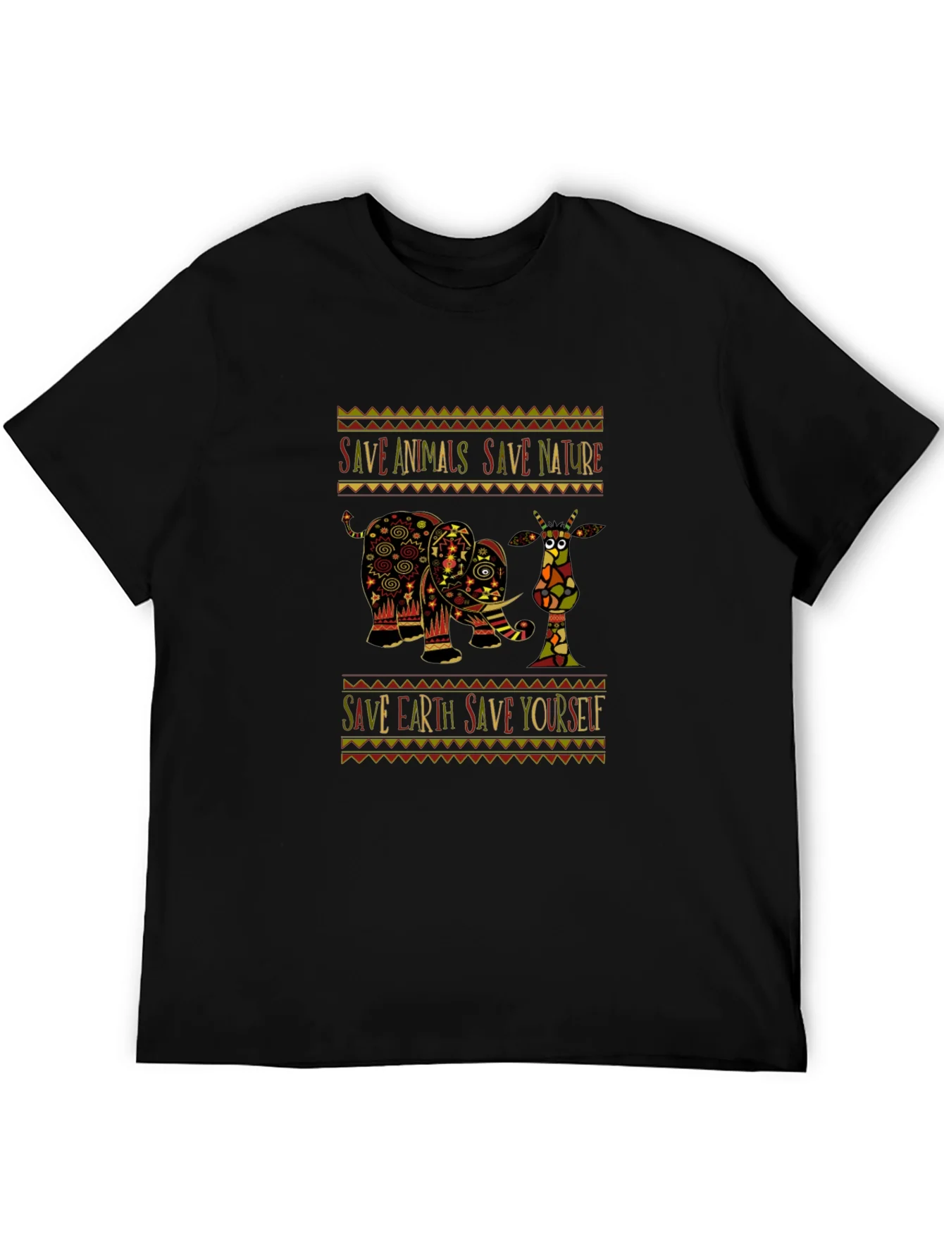 Camiseta Negra con Dise?o de Elefante y Mensaje Ecol¨®gico
