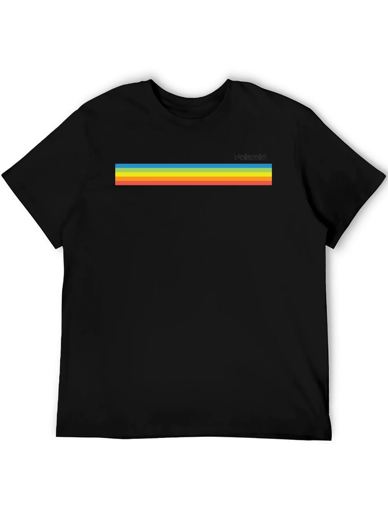 Camiseta Negra Retro con Dise?o de Rayas Polaroid