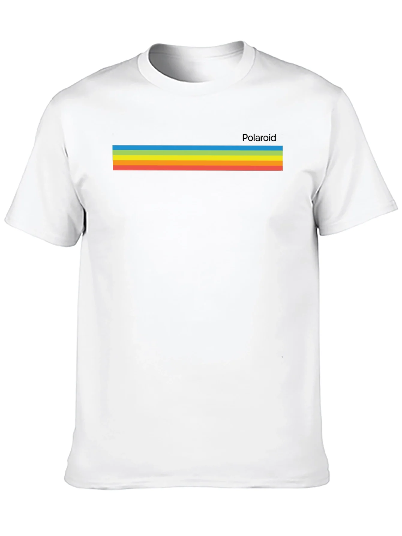 Camiseta Negra Retro con Dise?o de Rayas Polaroid
