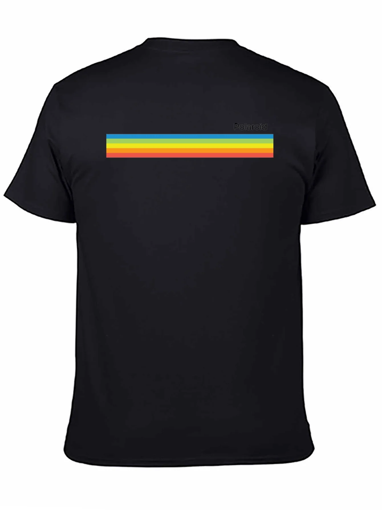 Camiseta Negra Retro con Dise?o de Rayas Polaroid