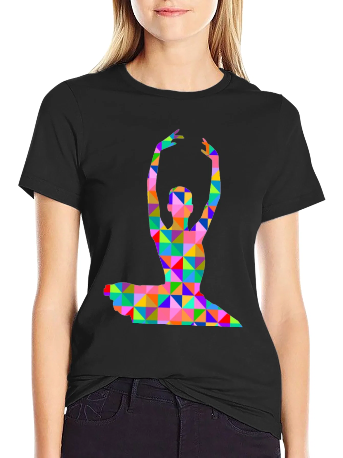 Rebbecca Geometric Ballerina Graphic T-Shirt - Black