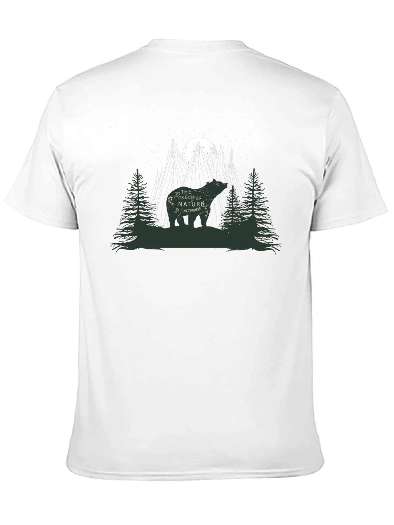 Camiseta Negra con Dise?o de Naturaleza y Oso
