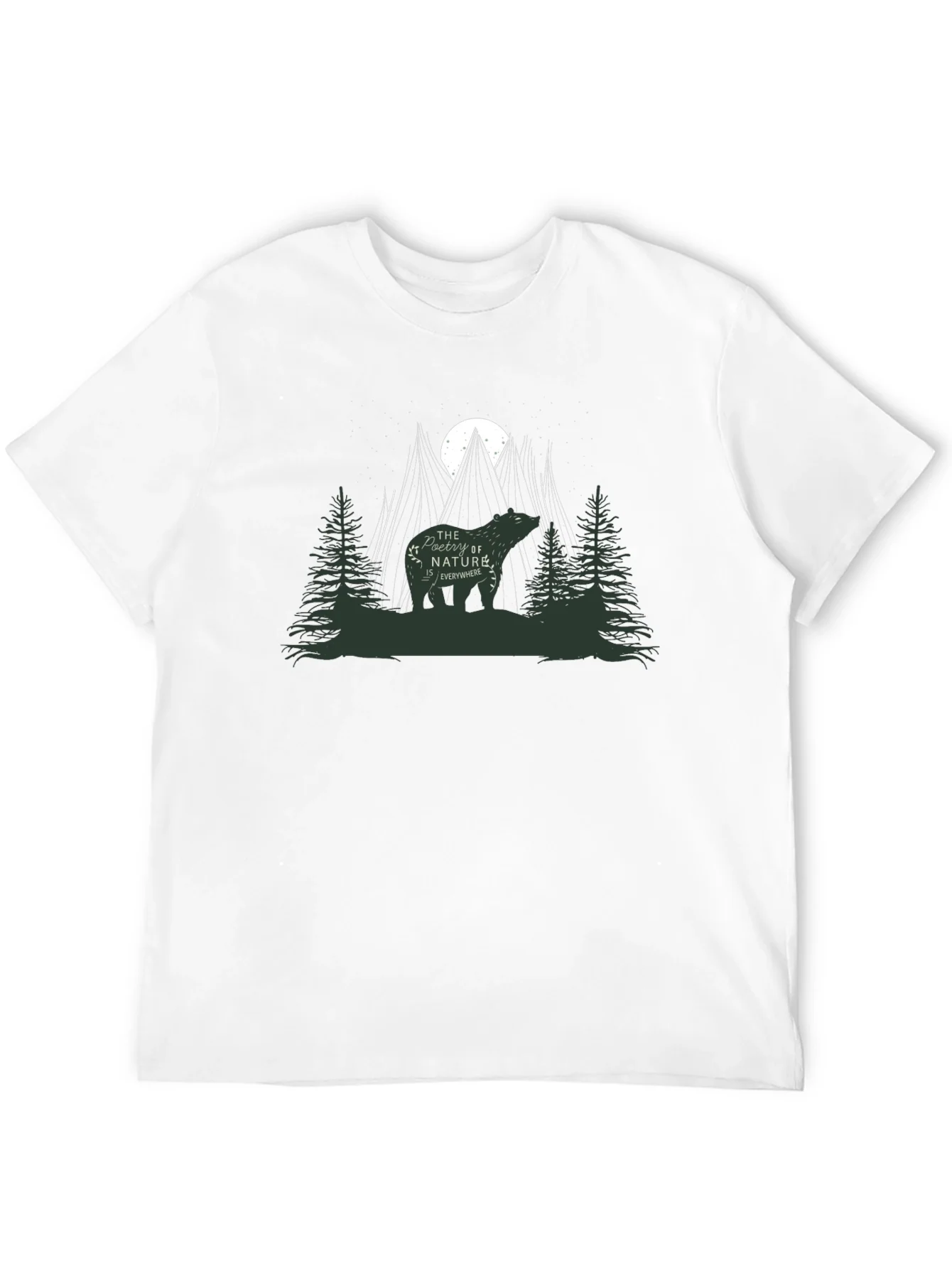 Camiseta Negra con Dise?o de Naturaleza y Oso