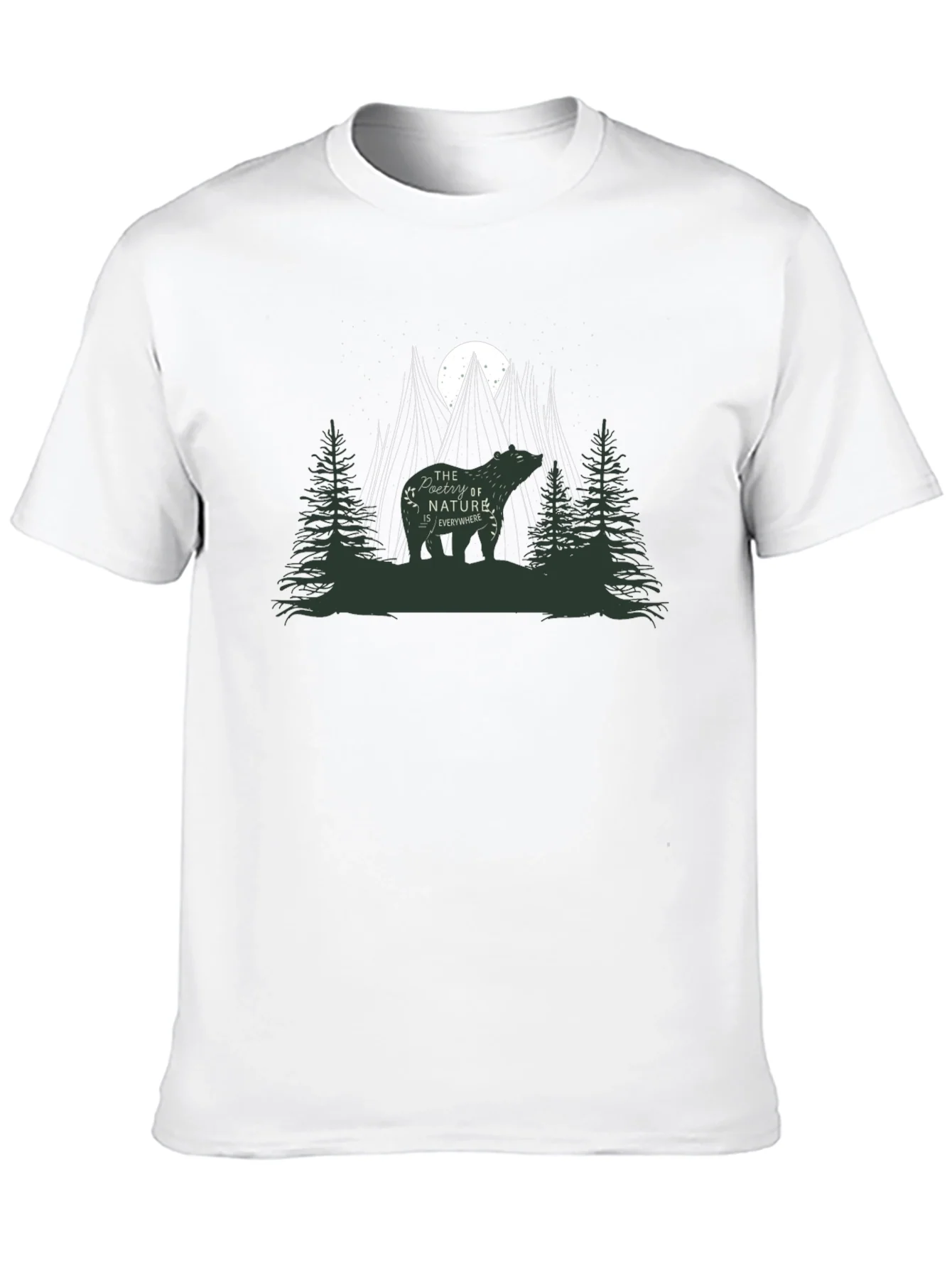 Camiseta Negra con Dise?o de Naturaleza y Oso