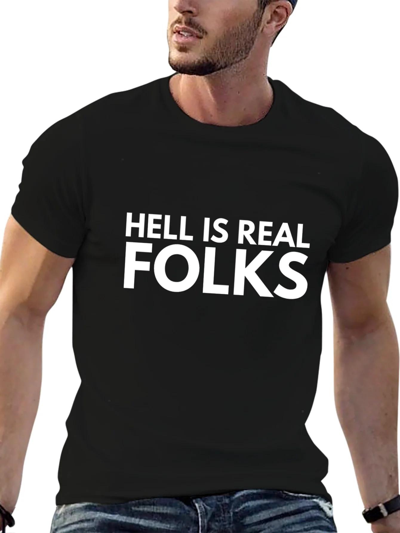 Camiseta Negra Hell is Real Folks