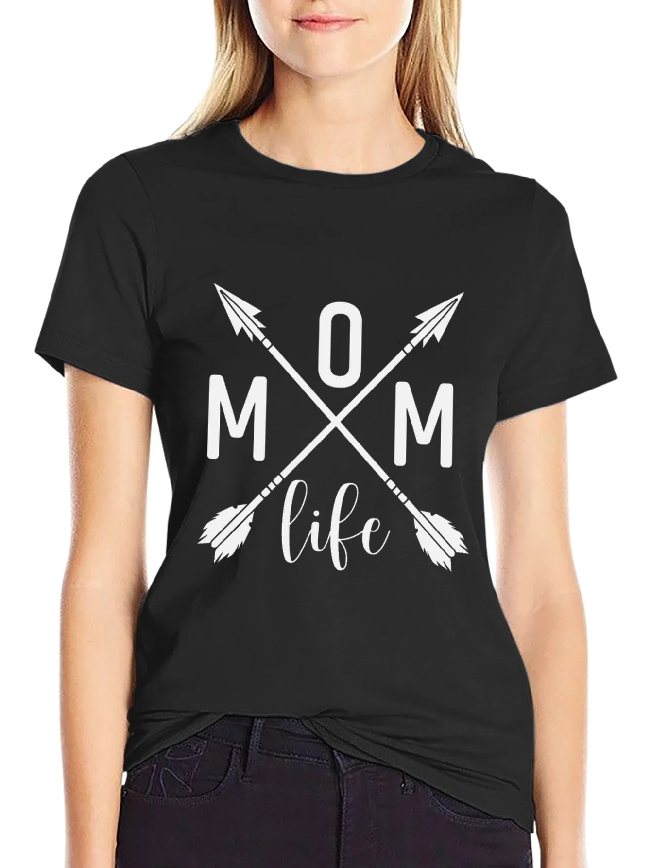 Rebbecca Mom Life Arrow Graphic Tee - Black