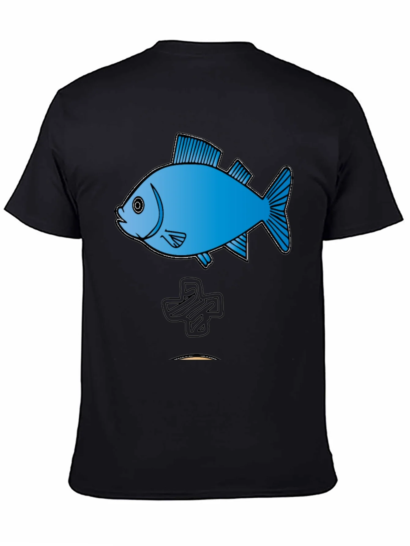 Camiseta Negra con Dise?o de Pez Azul