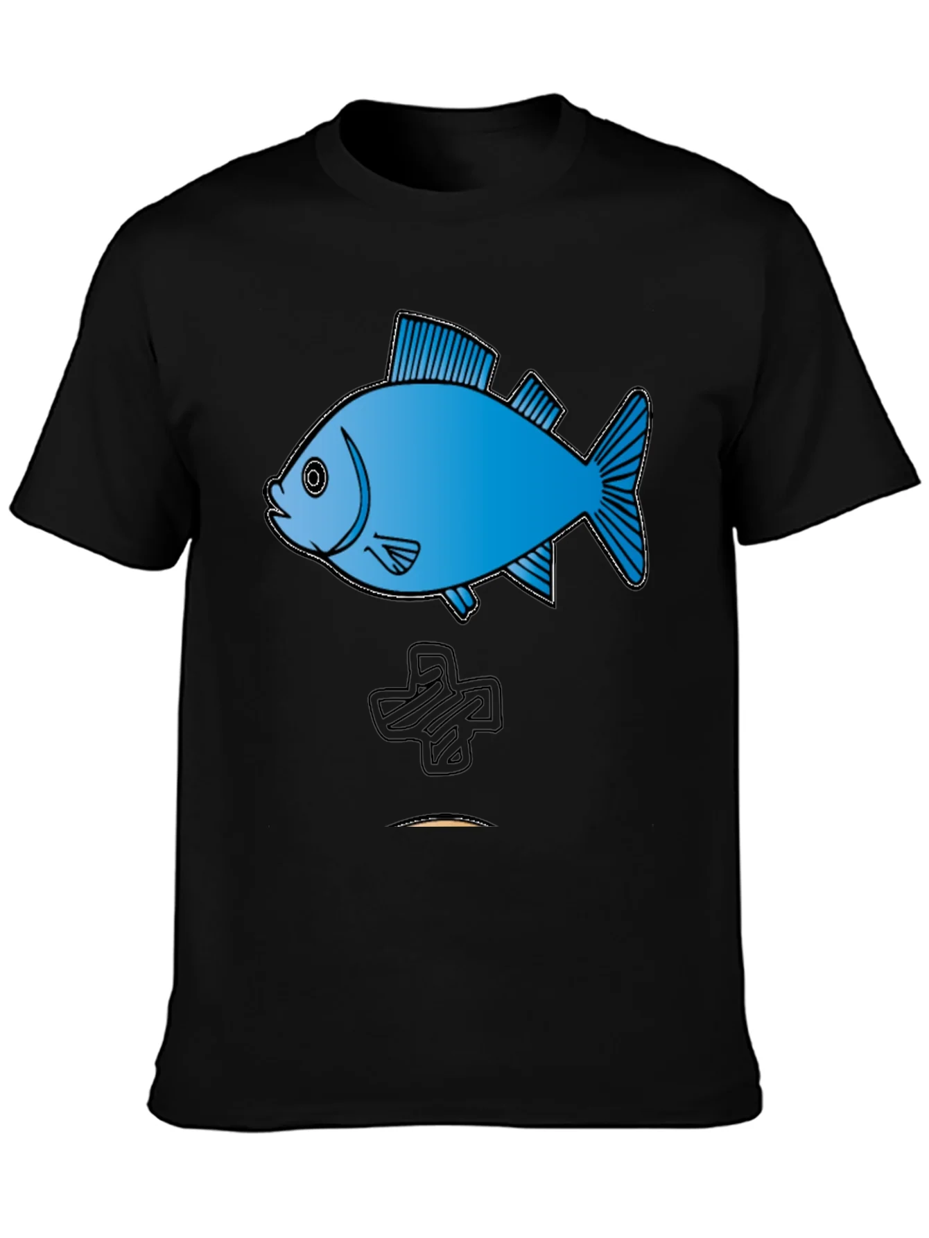 Camiseta Negra con Dise?o de Pez Azul