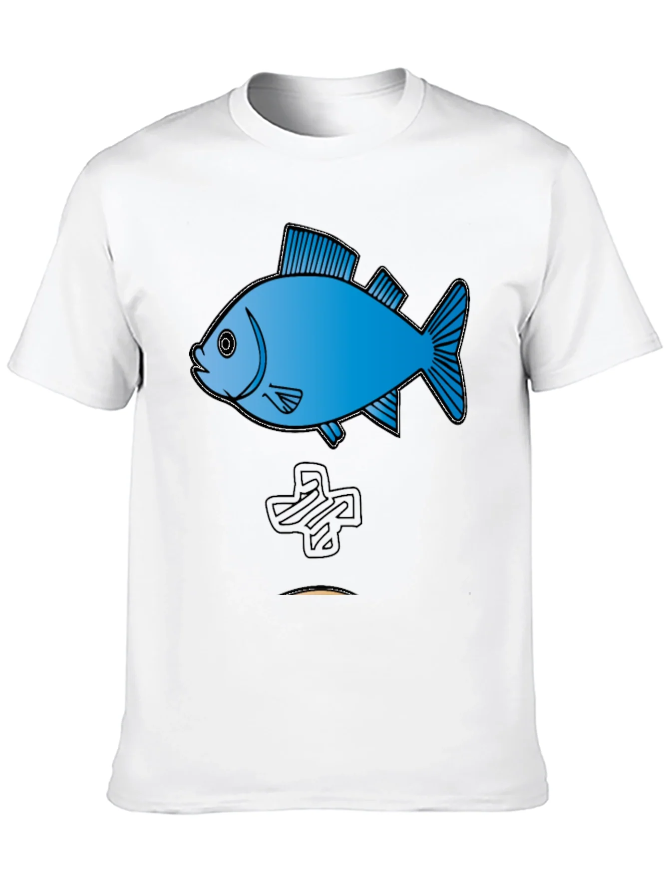 Camiseta Negra con Dise?o de Pez Azul