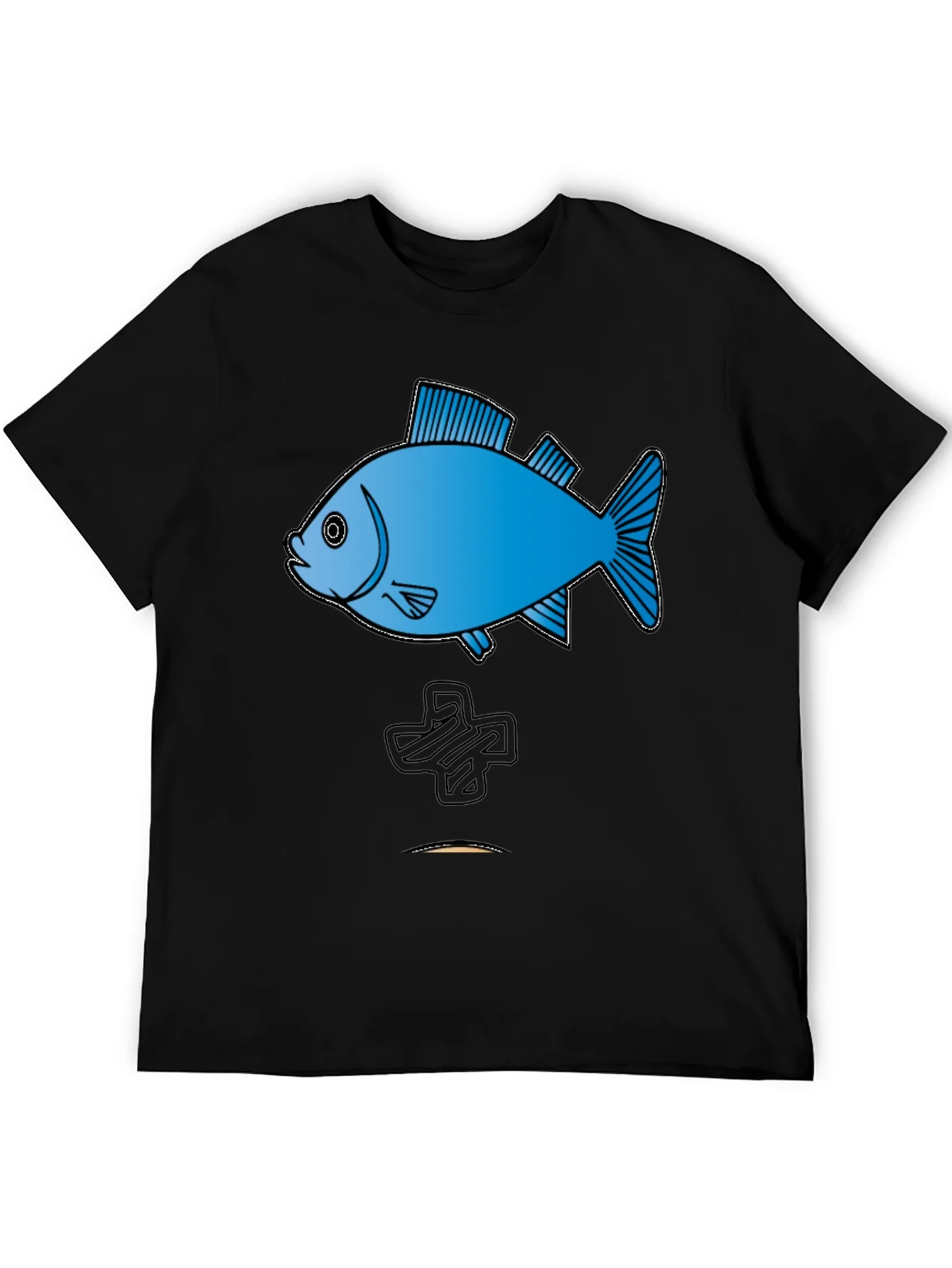 Camiseta Negra con Dise?o de Pez Azul