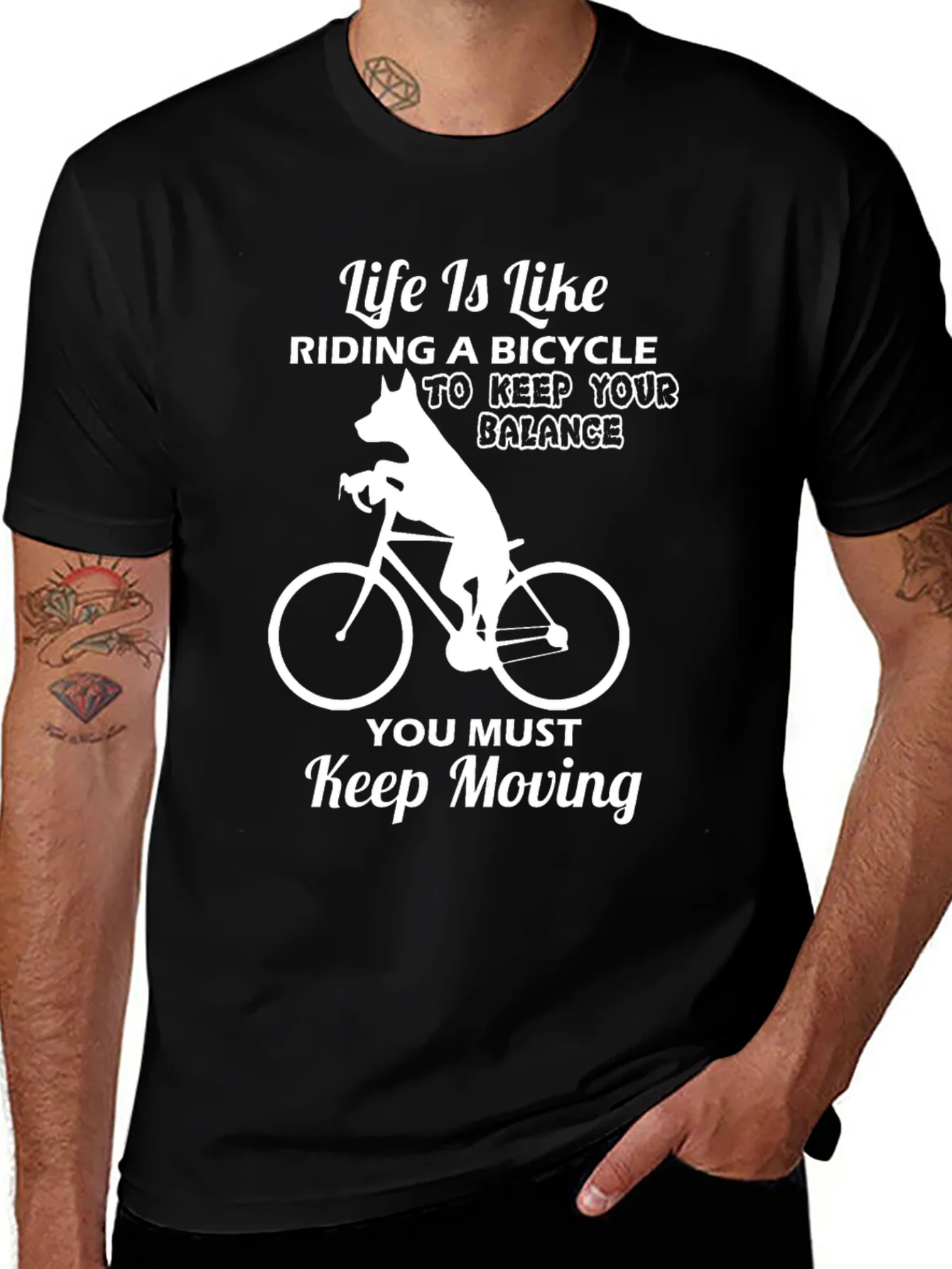 Camiseta Negra con Dise?o de Ciclismo y Mensaje Motivacional
