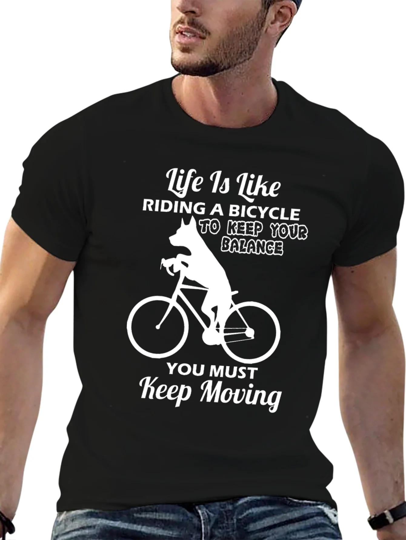 Camiseta Negra con Dise?o de Ciclismo y Mensaje Motivacional
