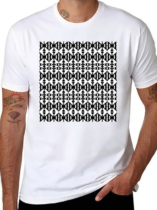 Rebbecca Abstract Pattern Black Crew Neck T-Shirt