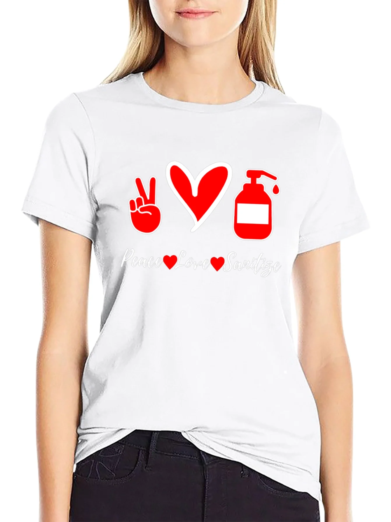Rebbecca Peace Love Sanitize Black T-Shirt