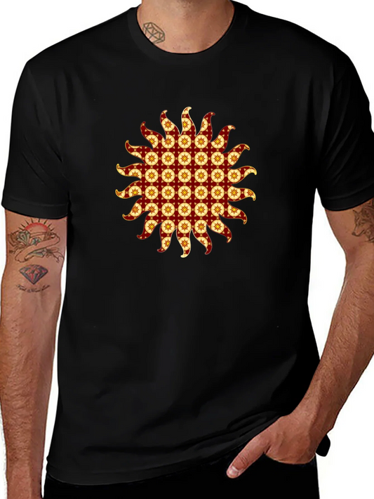 Rebbecca Stylish Black T-Shirt with Sunburst Graphic
