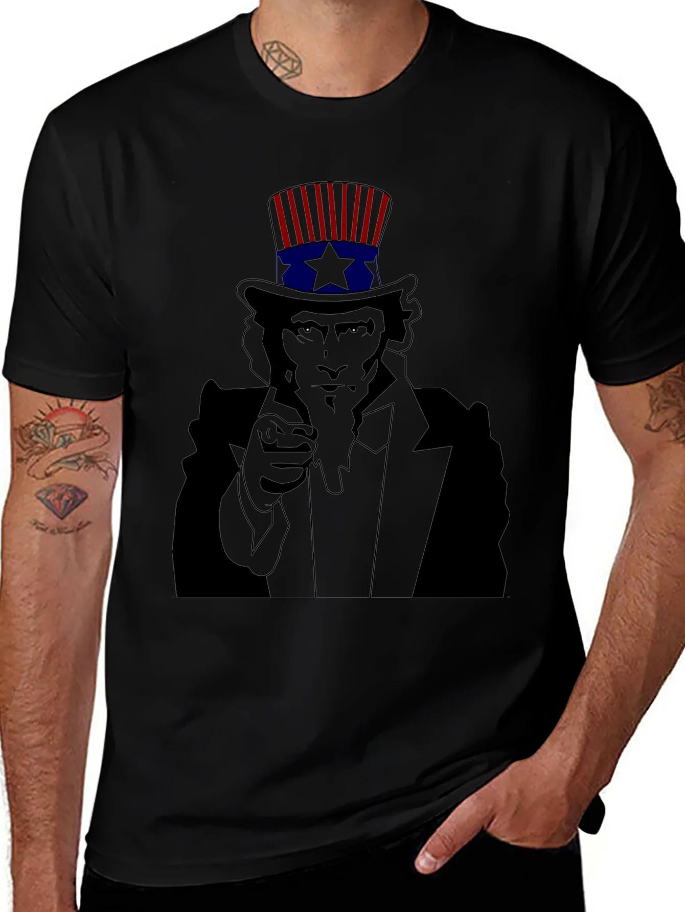 Rebbecca Uncle Sam Pointing Black T-Shirt