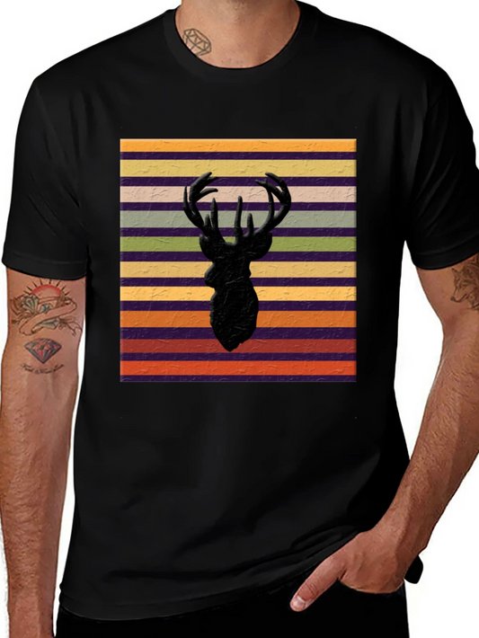 Camiseta Negra con Dise?o de Ciervo Vintage