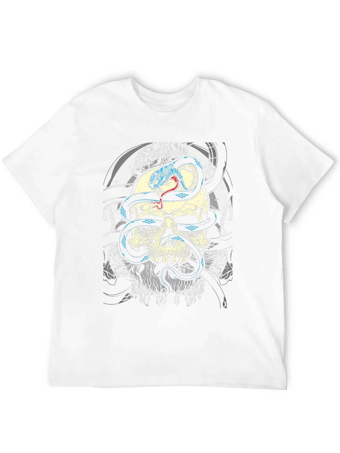 Camiseta Negra Calavera y Serpiente para Hombre