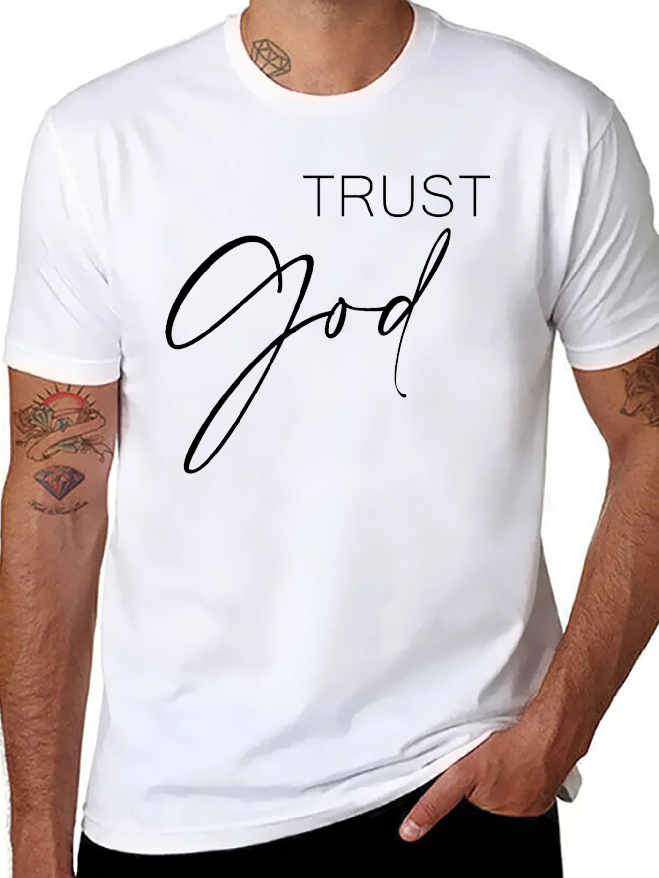 Camiseta Negra Trust God para Hombre