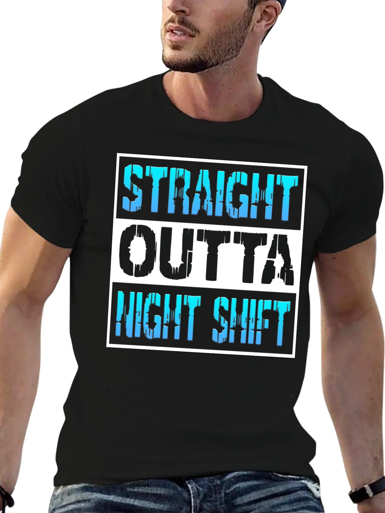 Camiseta Negra Straight Outta Night Shift