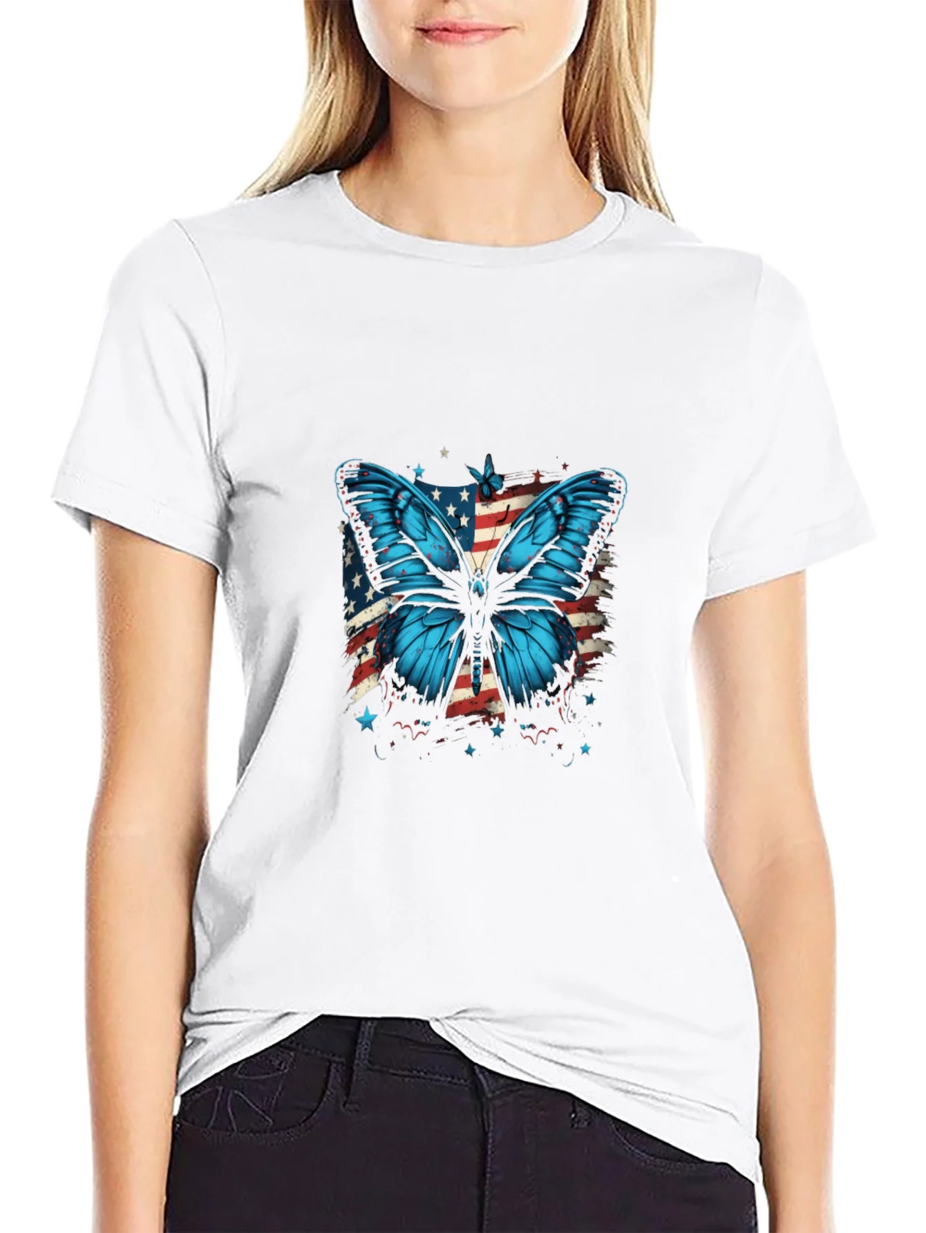 Camiseta Negra con Mariposa Patri¨®tica