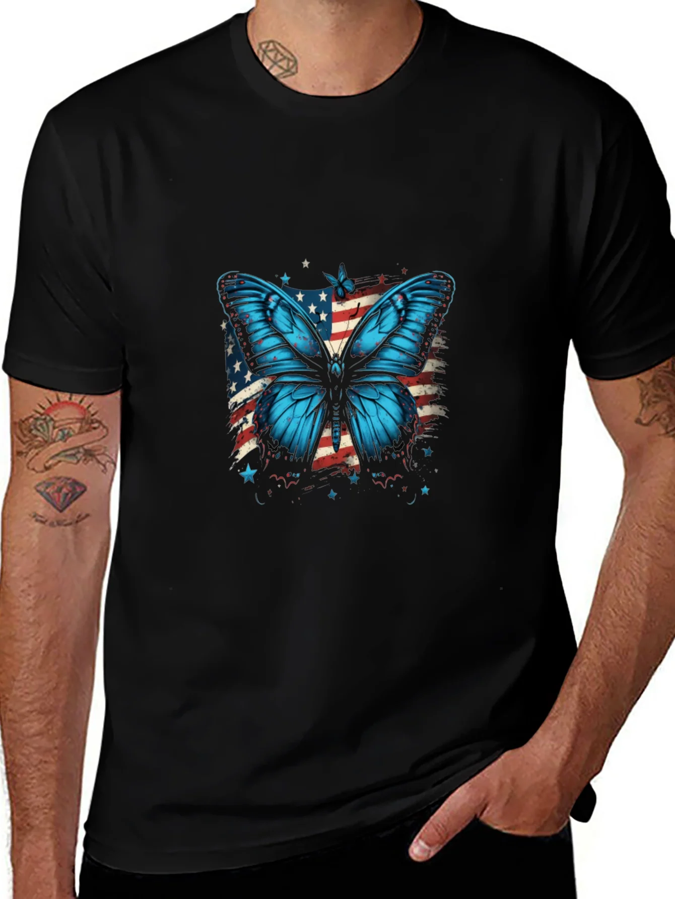 Camiseta Negra con Mariposa Patri¨®tica