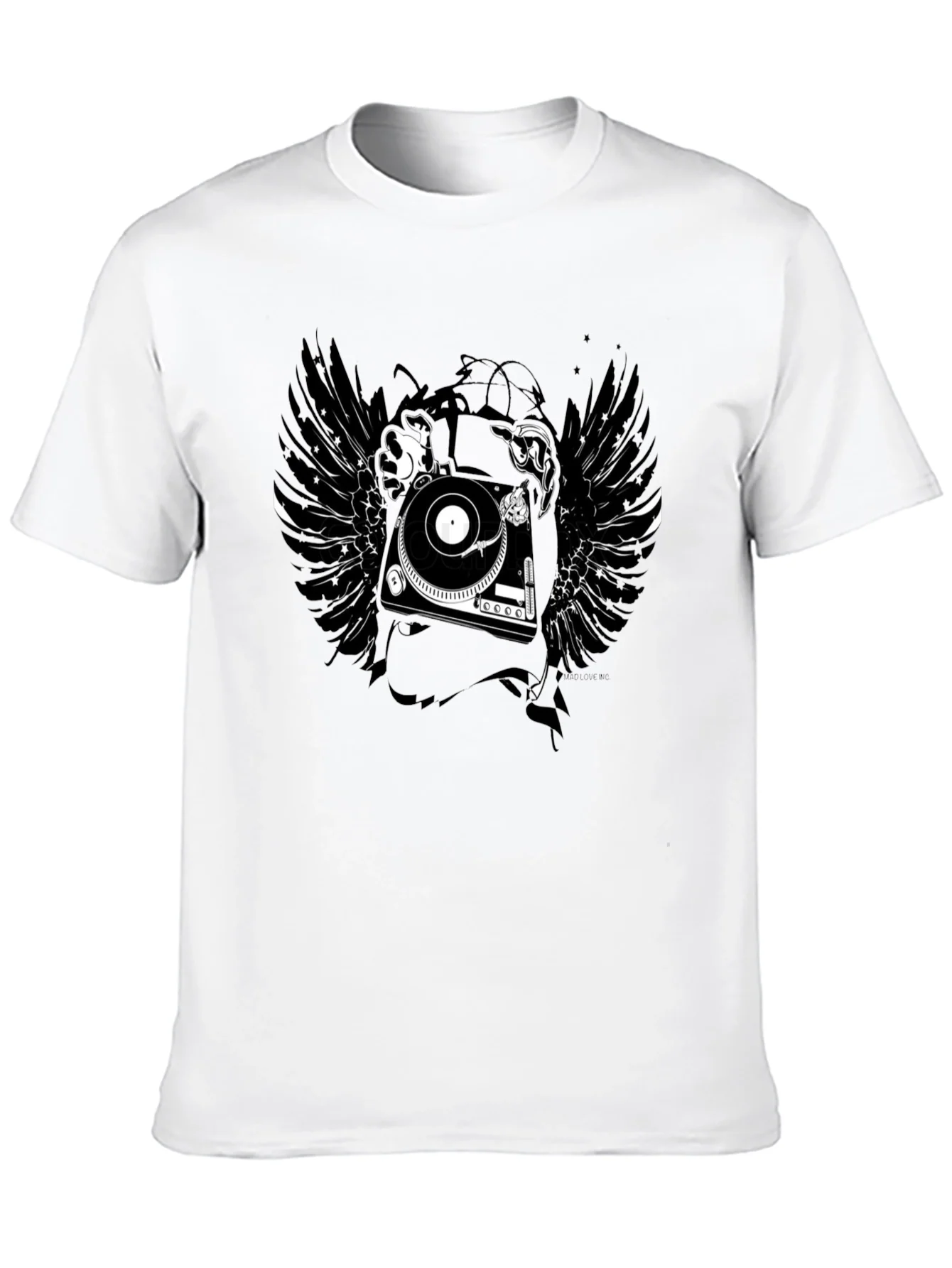 Rebbecca DJ Turntable Wings Black Graphic Tee