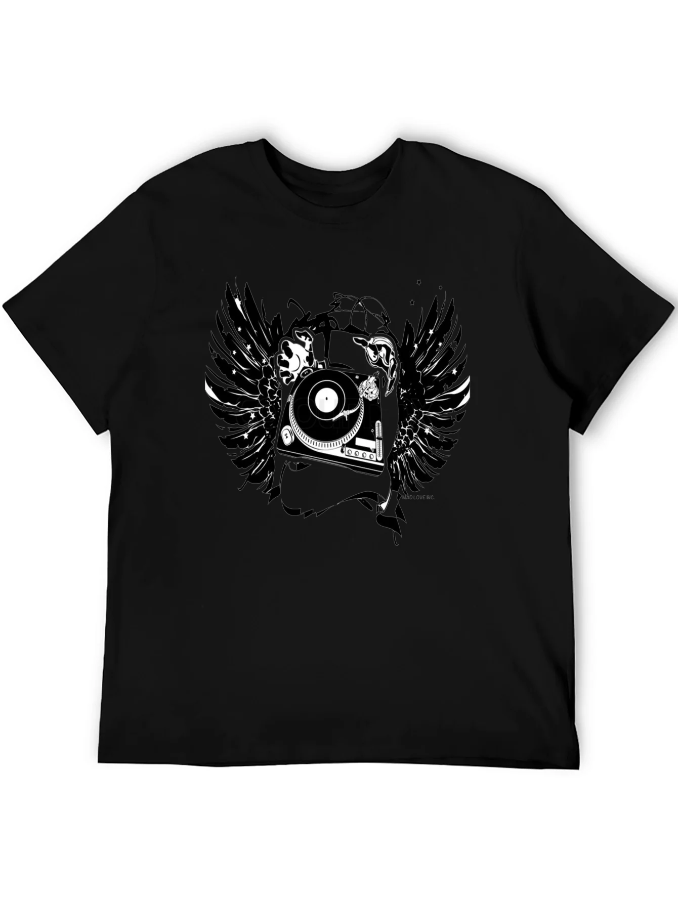 Rebbecca DJ Turntable Wings Black Graphic Tee