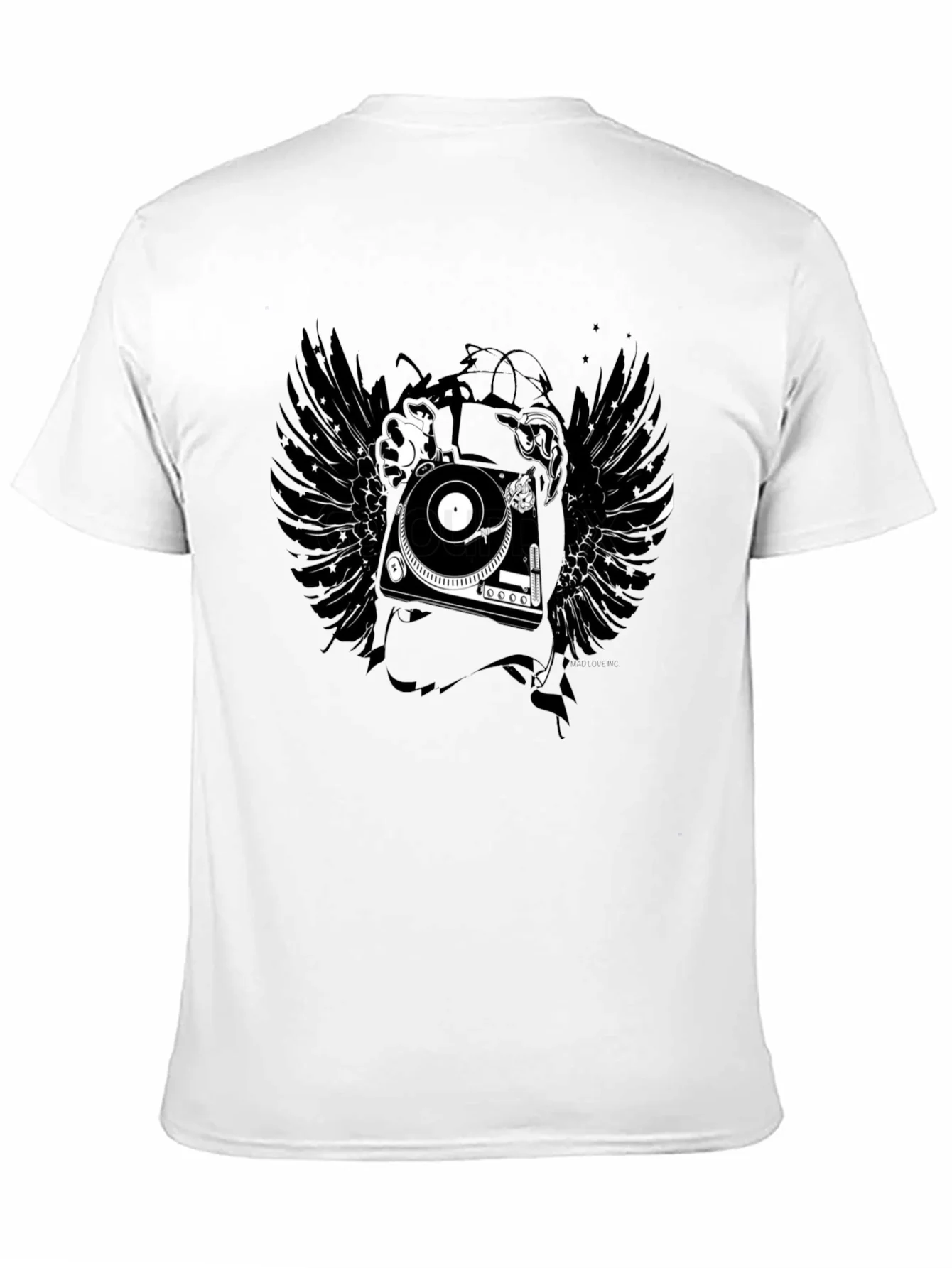 Rebbecca DJ Turntable Wings Black Graphic Tee