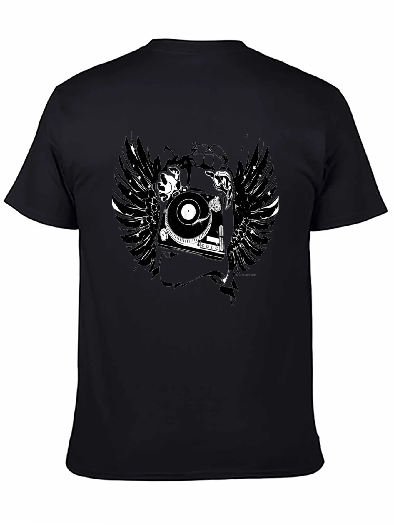 Rebbecca DJ Turntable Wings Black Graphic Tee