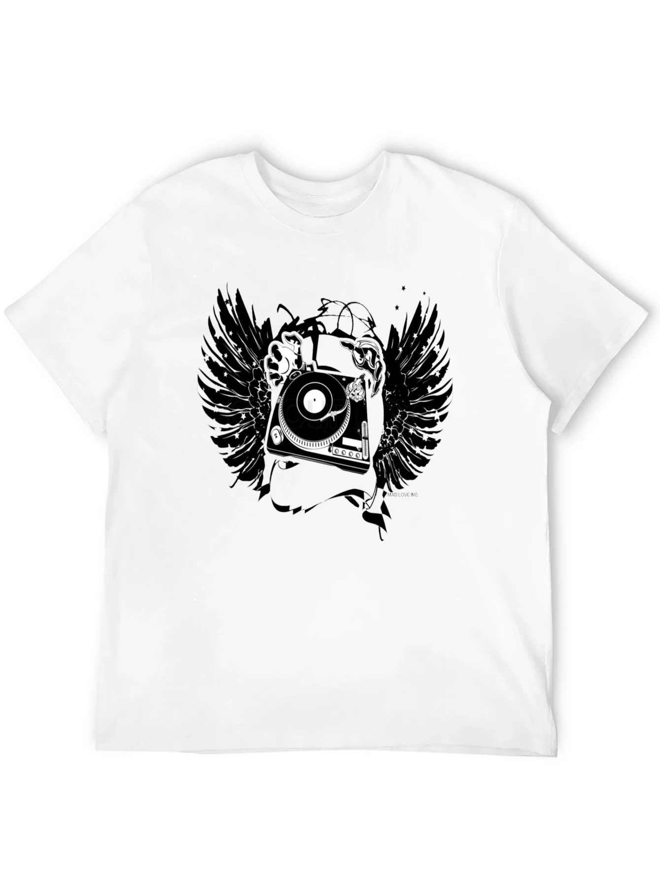 Rebbecca DJ Turntable Wings Black Graphic Tee