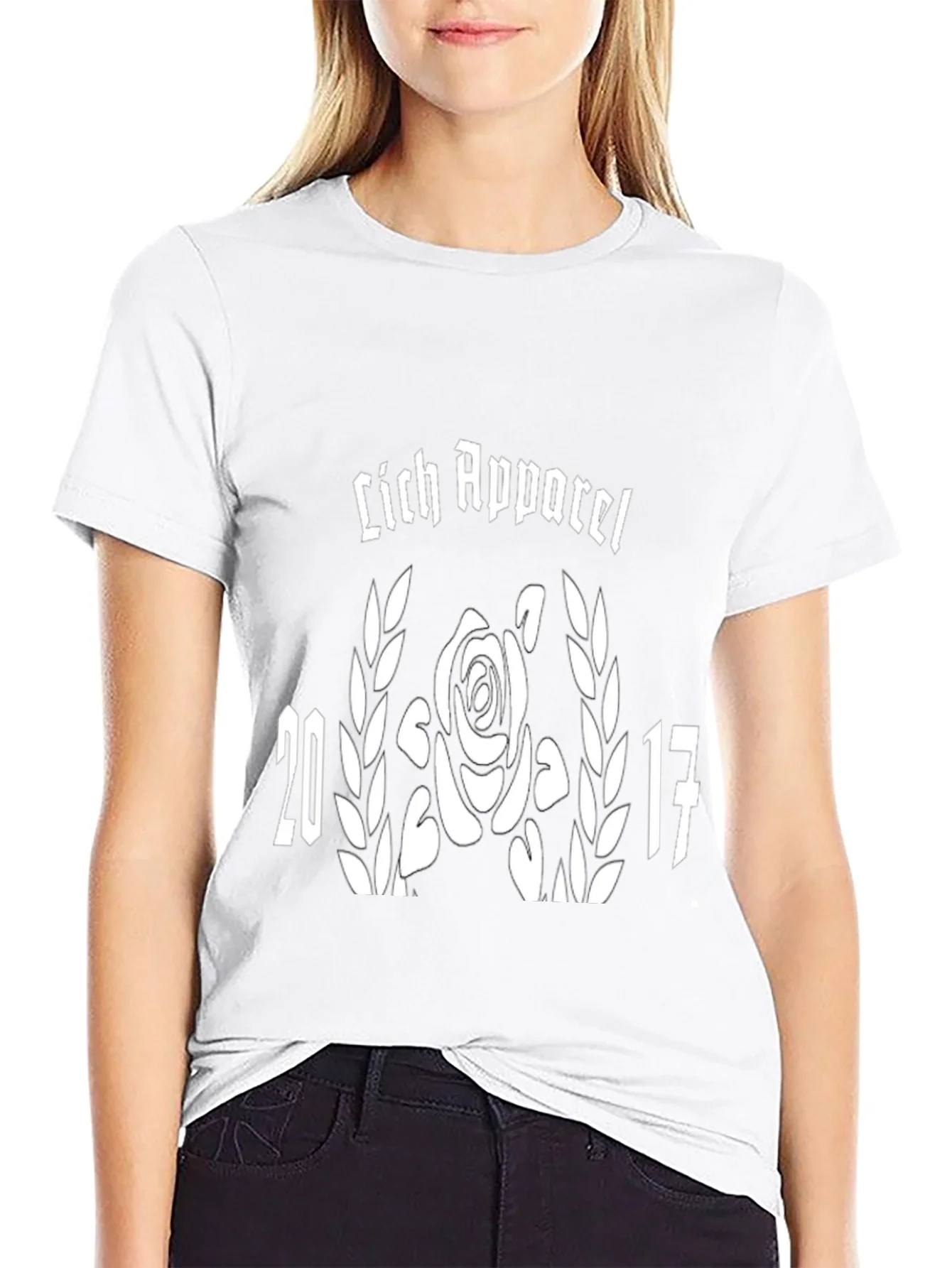 Rebbecca Lich Apparel Black T-Shirt Rose and 2017 Graphic