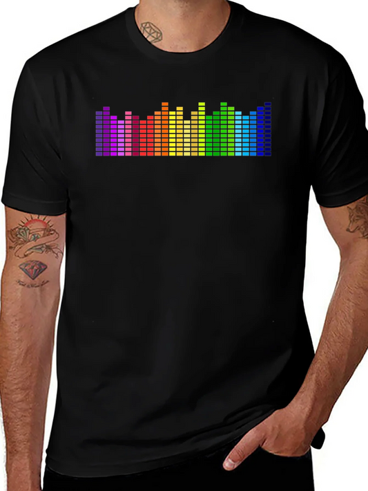 Rebbecca Rainbow Equalizer Graphic Black T-Shirt