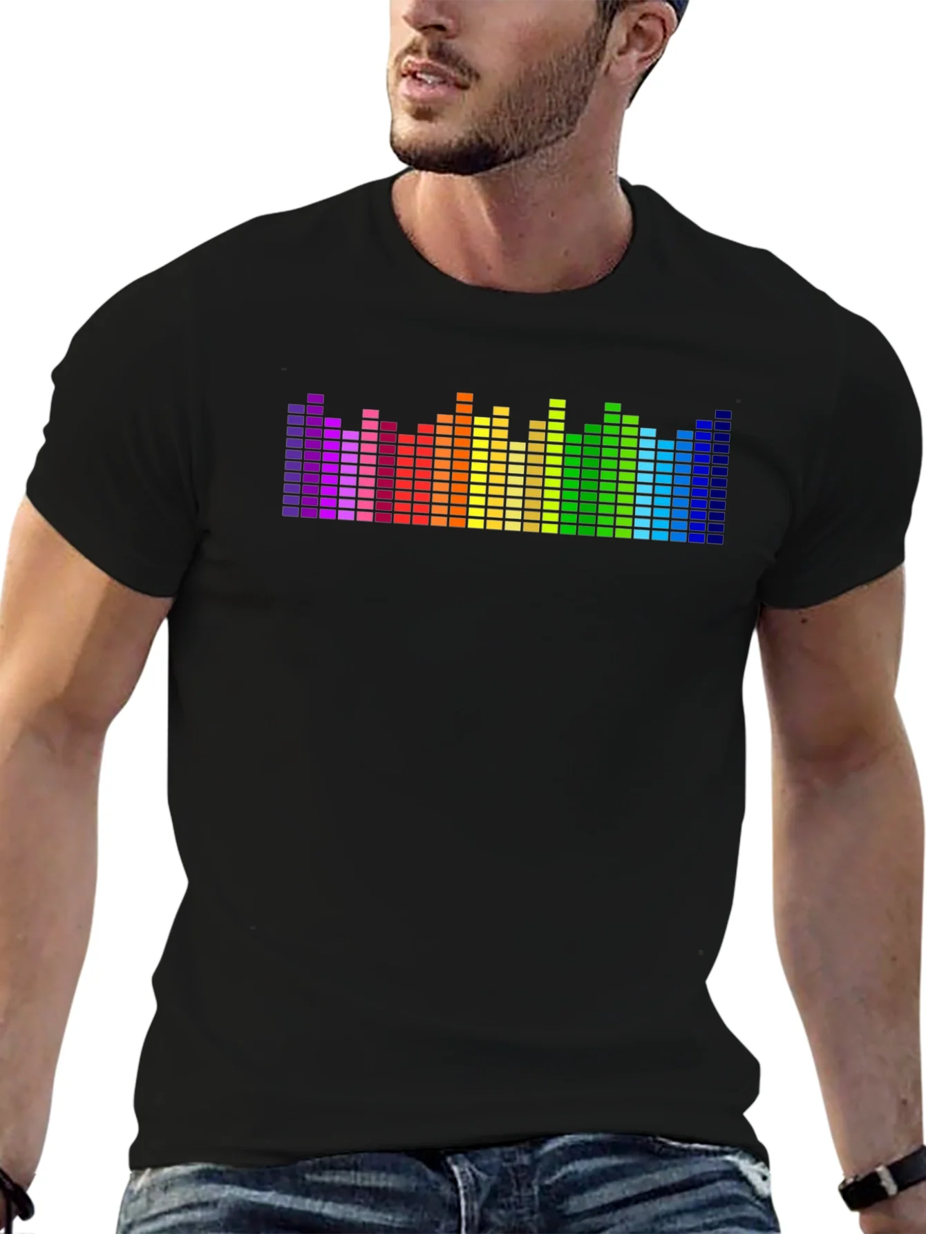 Rebbecca Rainbow Equalizer Graphic Black T-Shirt