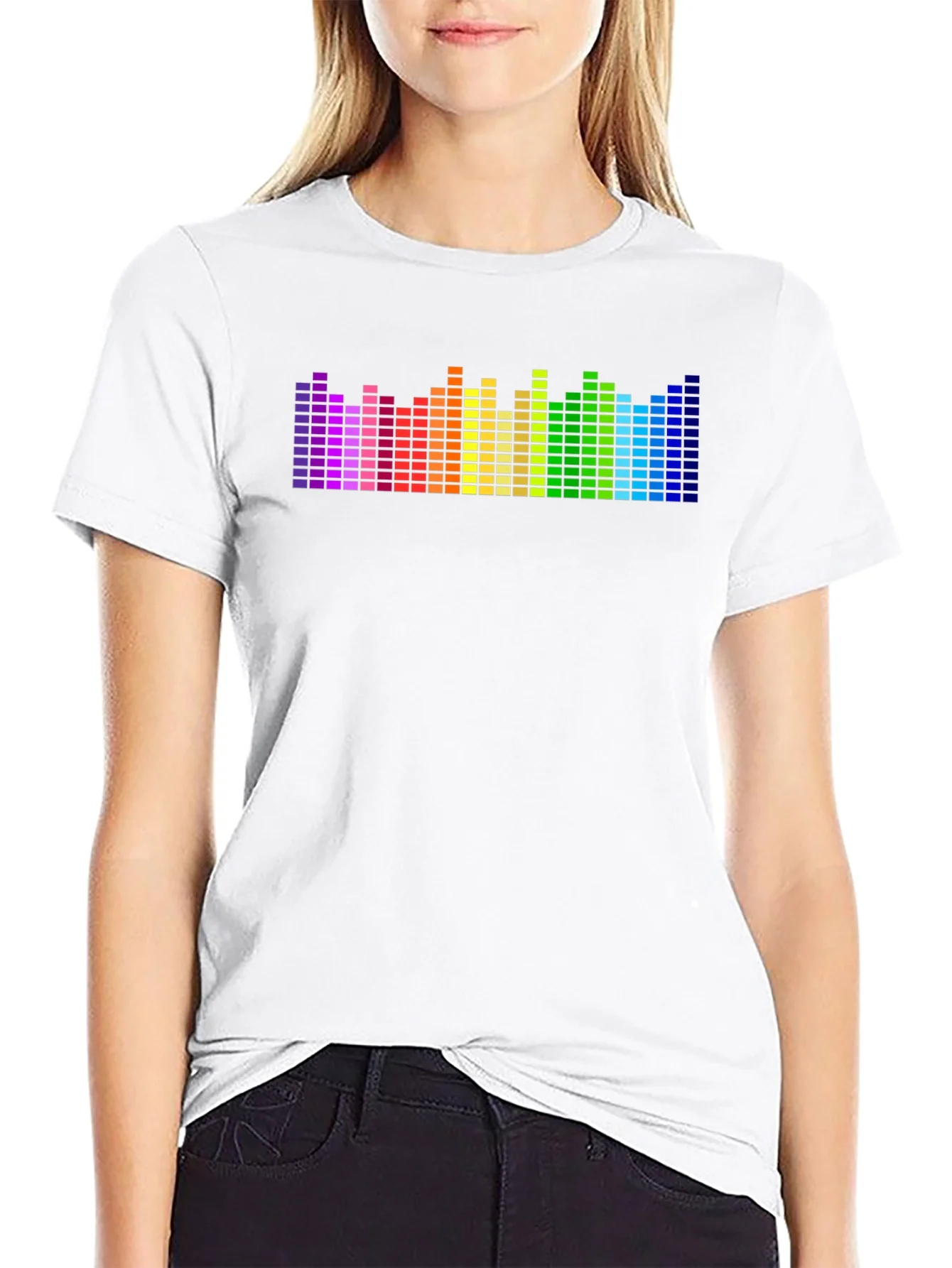 Rebbecca Rainbow Equalizer Graphic Black T-Shirt