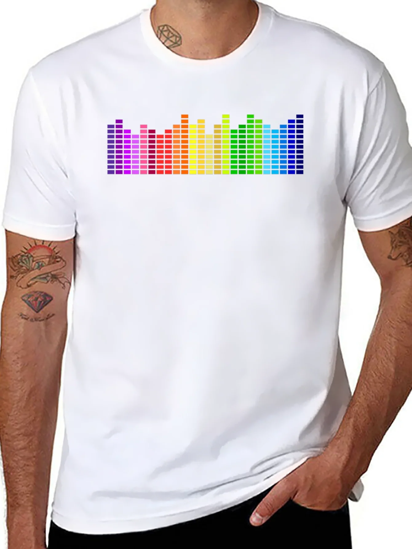 Rebbecca Rainbow Equalizer Graphic Black T-Shirt