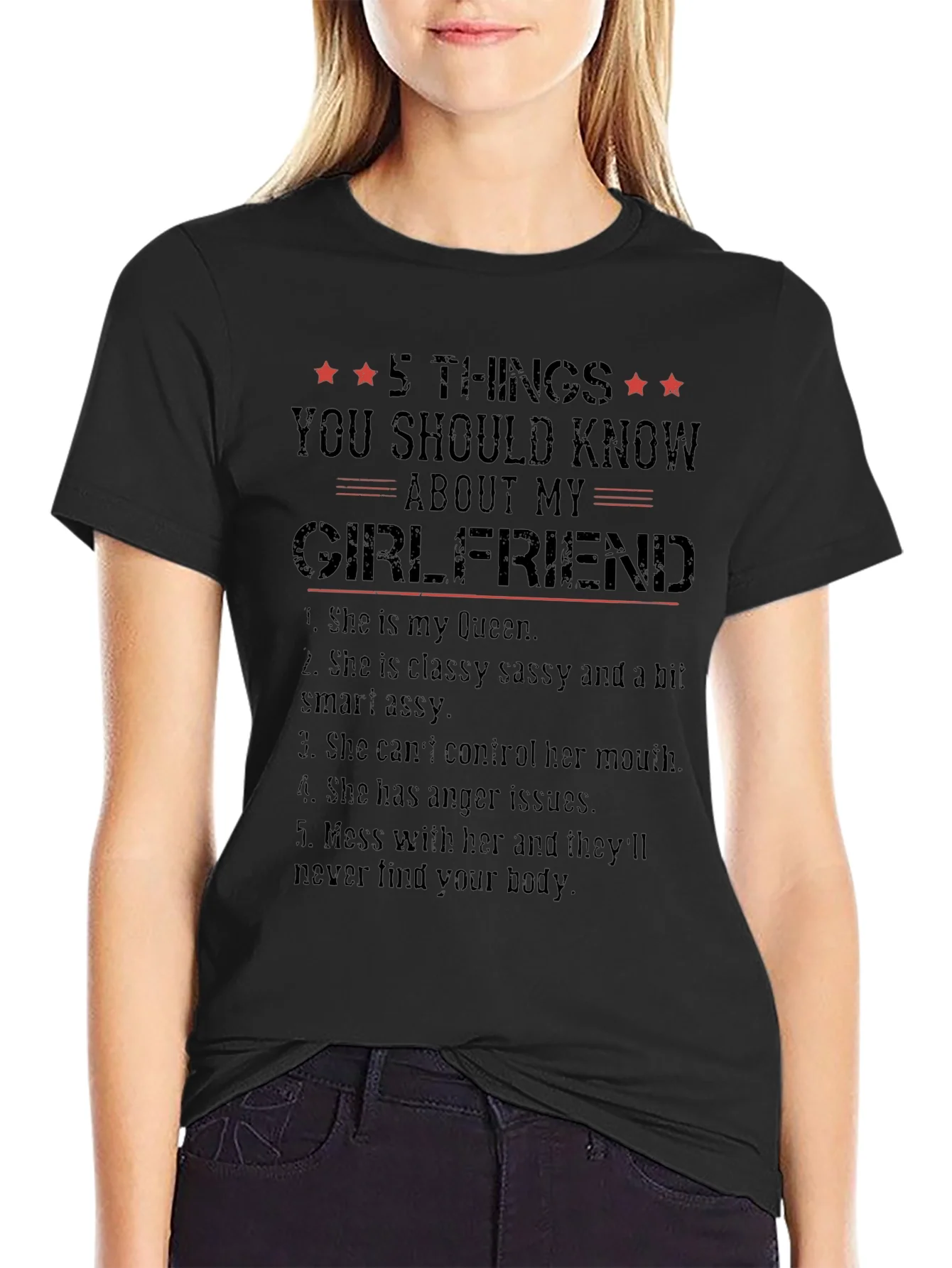 Camiseta Negra con Dise?o Gr¨¢fico de Novia