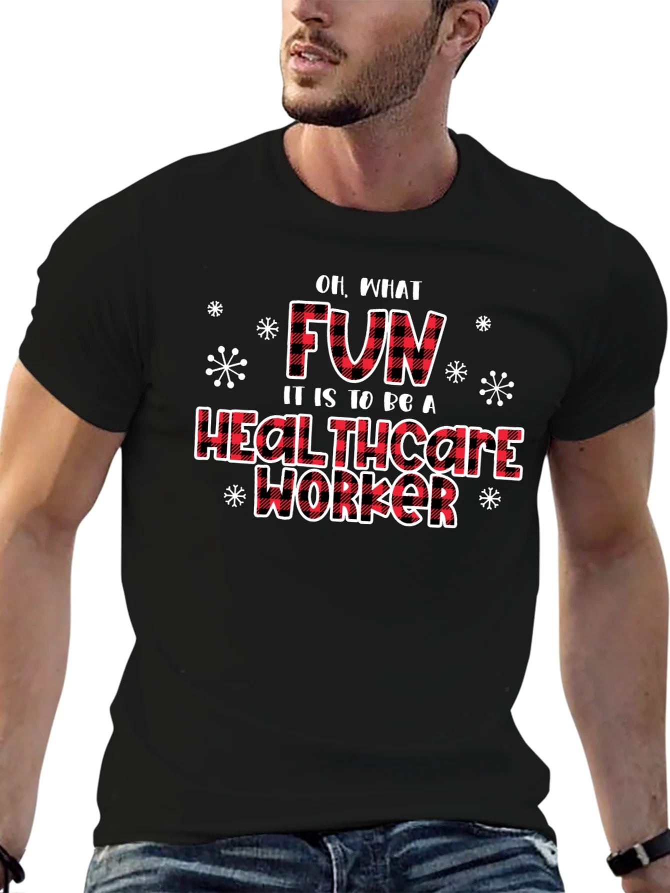 Camiseta Negra Divertida para Trabajadores de la Salud
