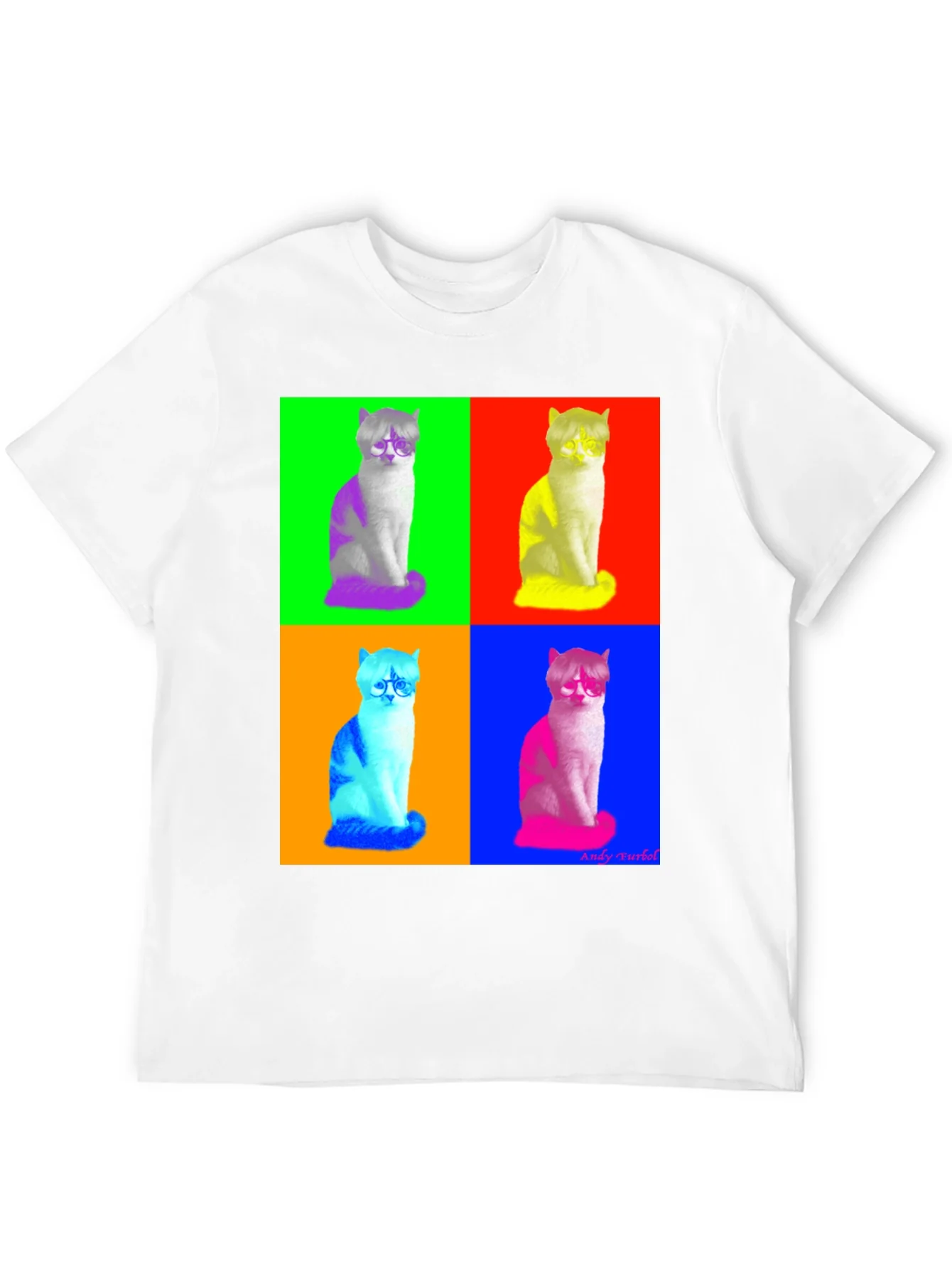 Camiseta Negra con Dise?o Pop Art de Gato