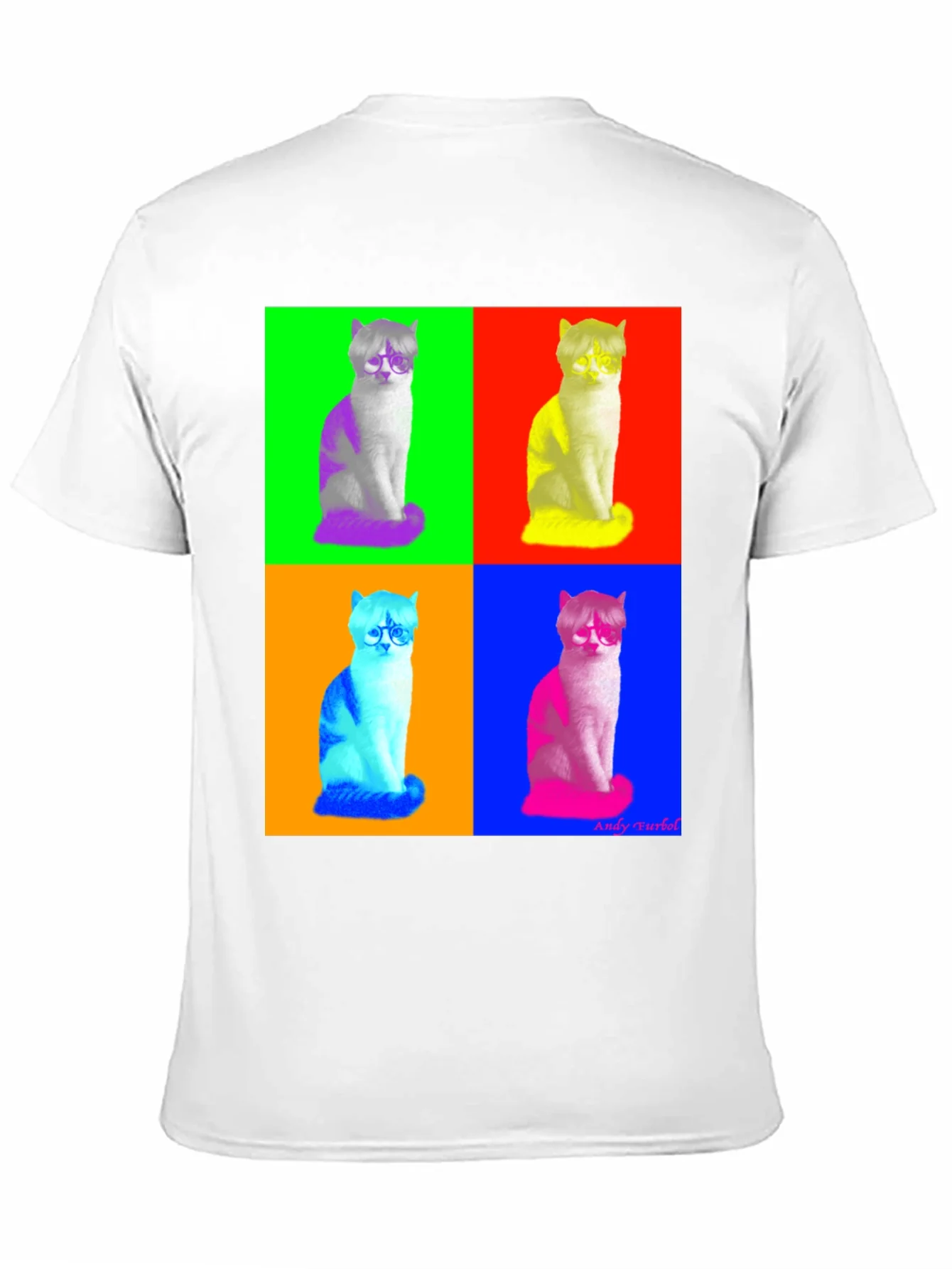 Camiseta Negra con Dise?o Pop Art de Gato