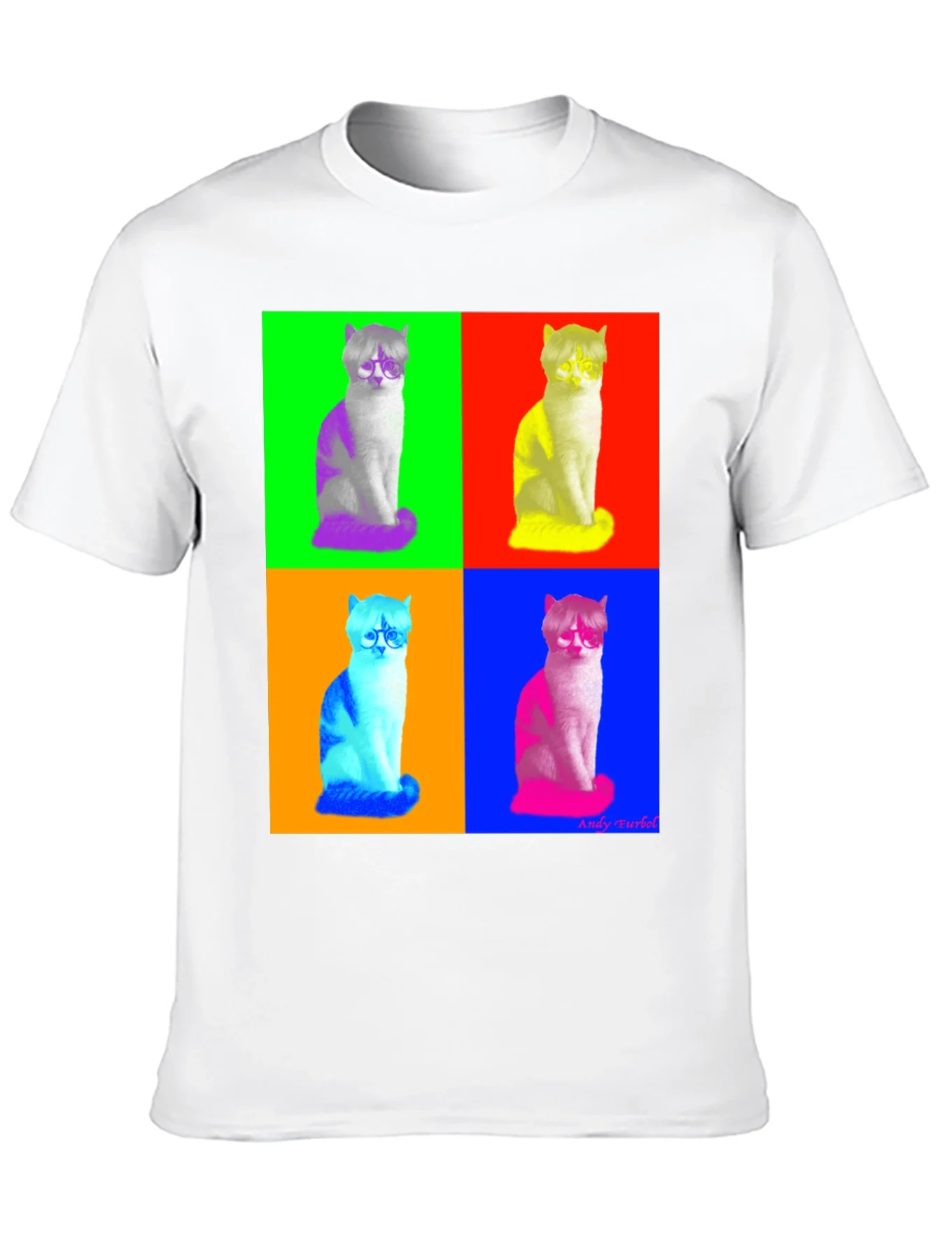 Camiseta Negra con Dise?o Pop Art de Gato