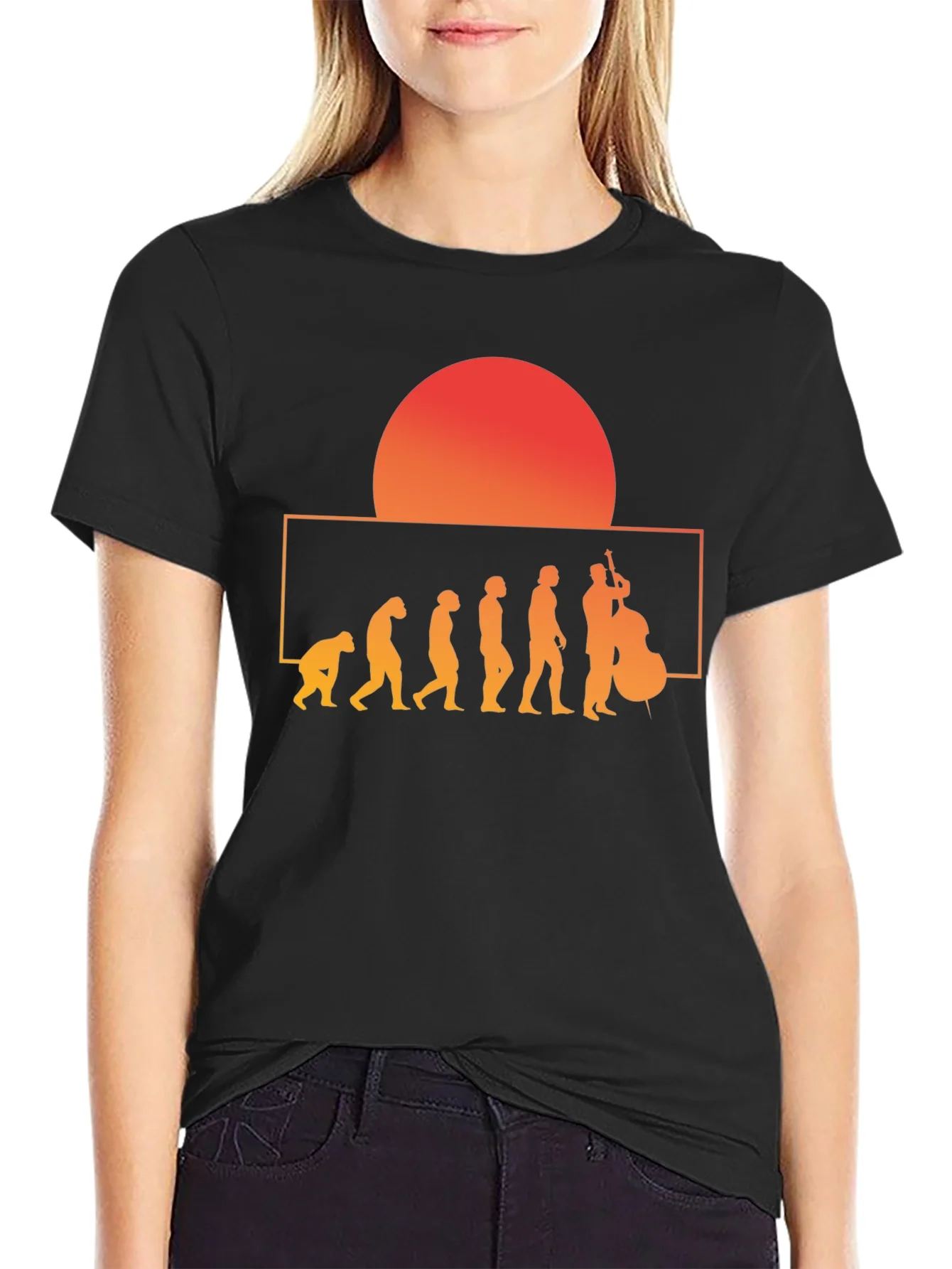 Camiseta Hombre Evoluci¨®n M¨²sico Bajo El¨¦ctrico Atardecer