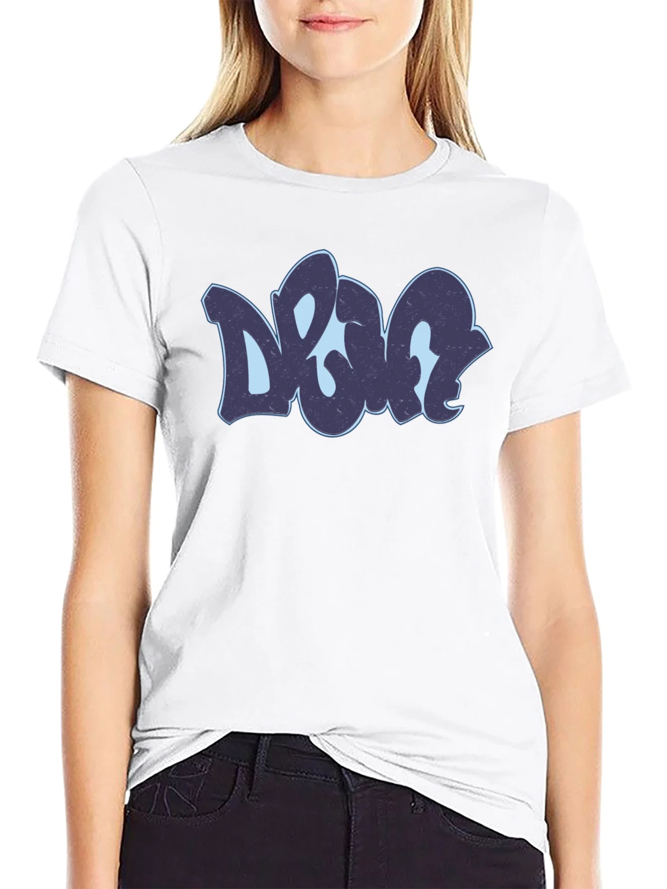 Rebbecca Cool Urban Style DOG Graphic Black T-Shirt