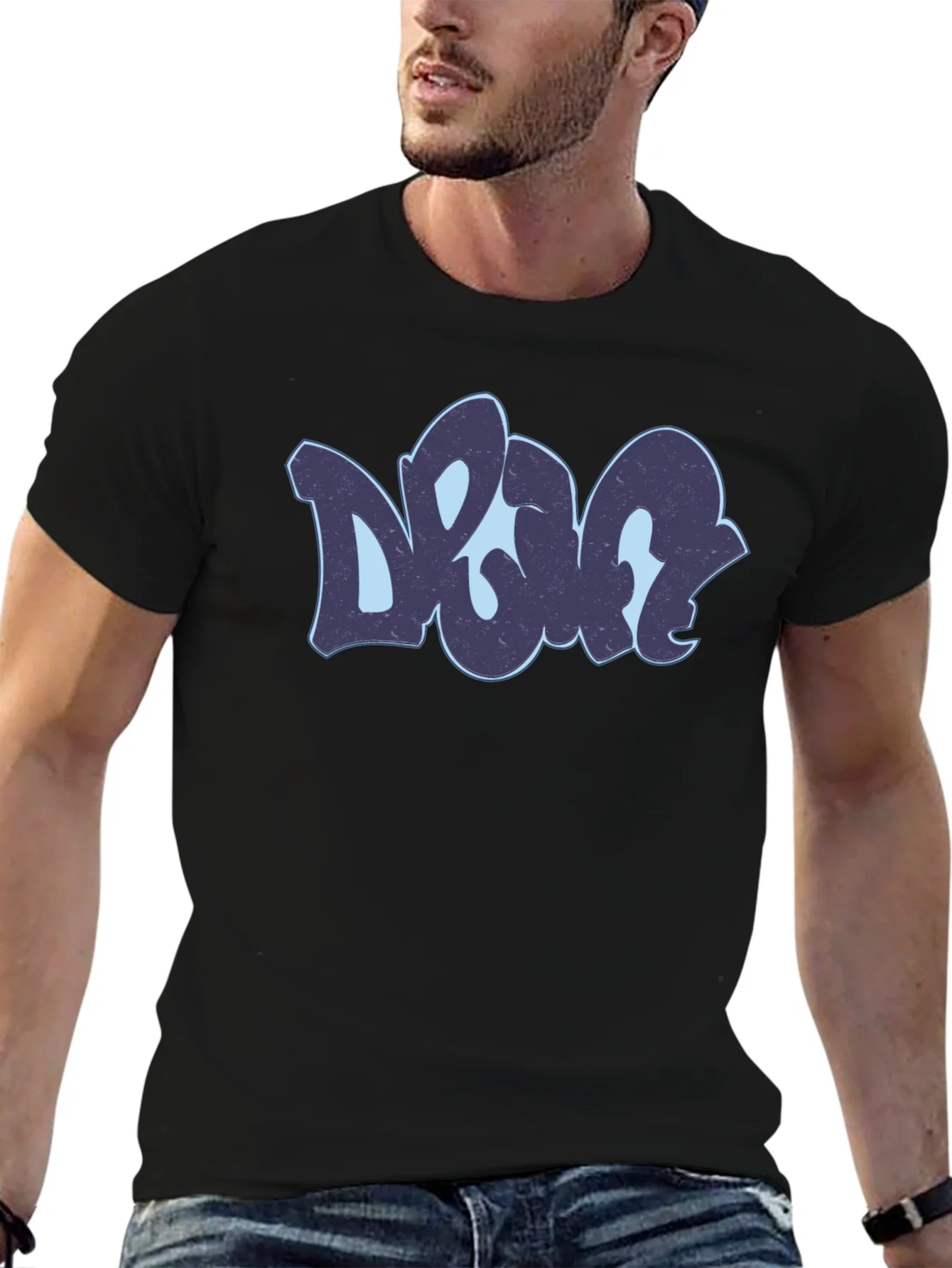 Rebbecca Cool Urban Style DOG Graphic Black T-Shirt