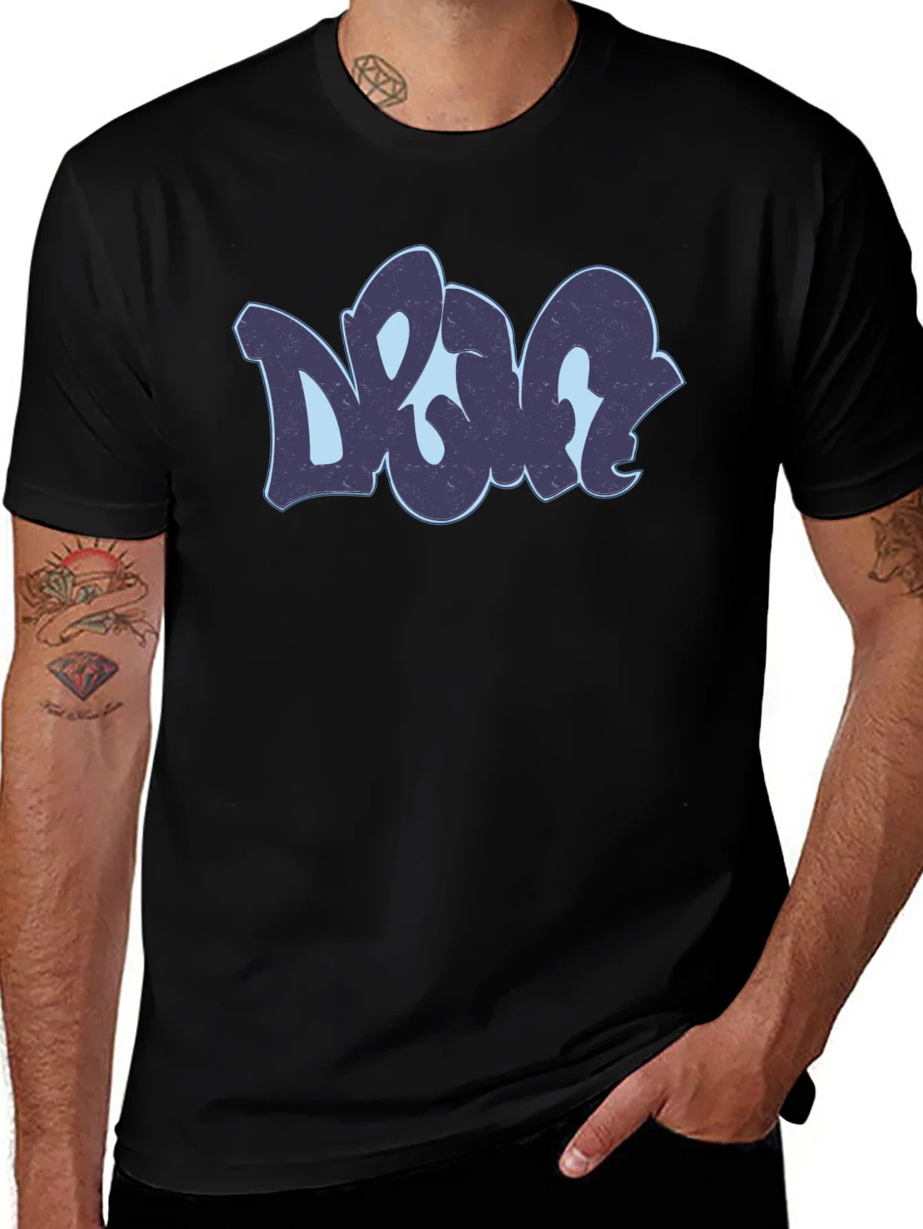 Rebbecca Cool Urban Style DOG Graphic Black T-Shirt