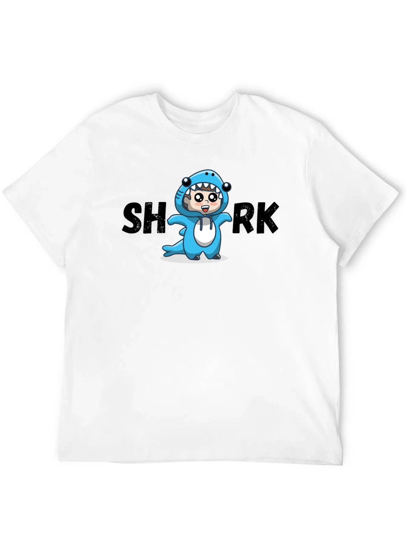 Rebbecca Cartoon Shark Graphic Tee - Black Cotton Blend