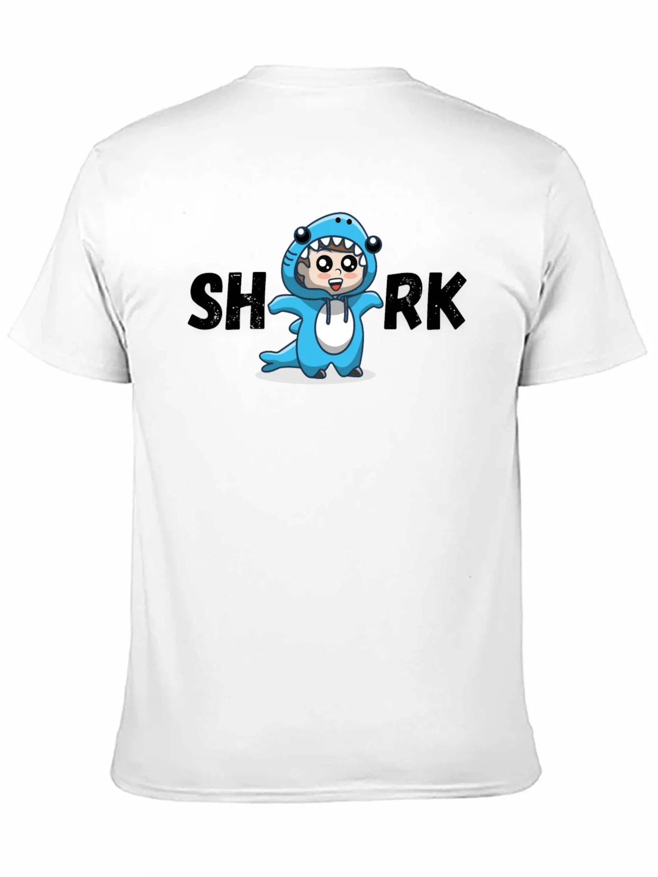 Rebbecca Cartoon Shark Graphic Tee - Black Cotton Blend
