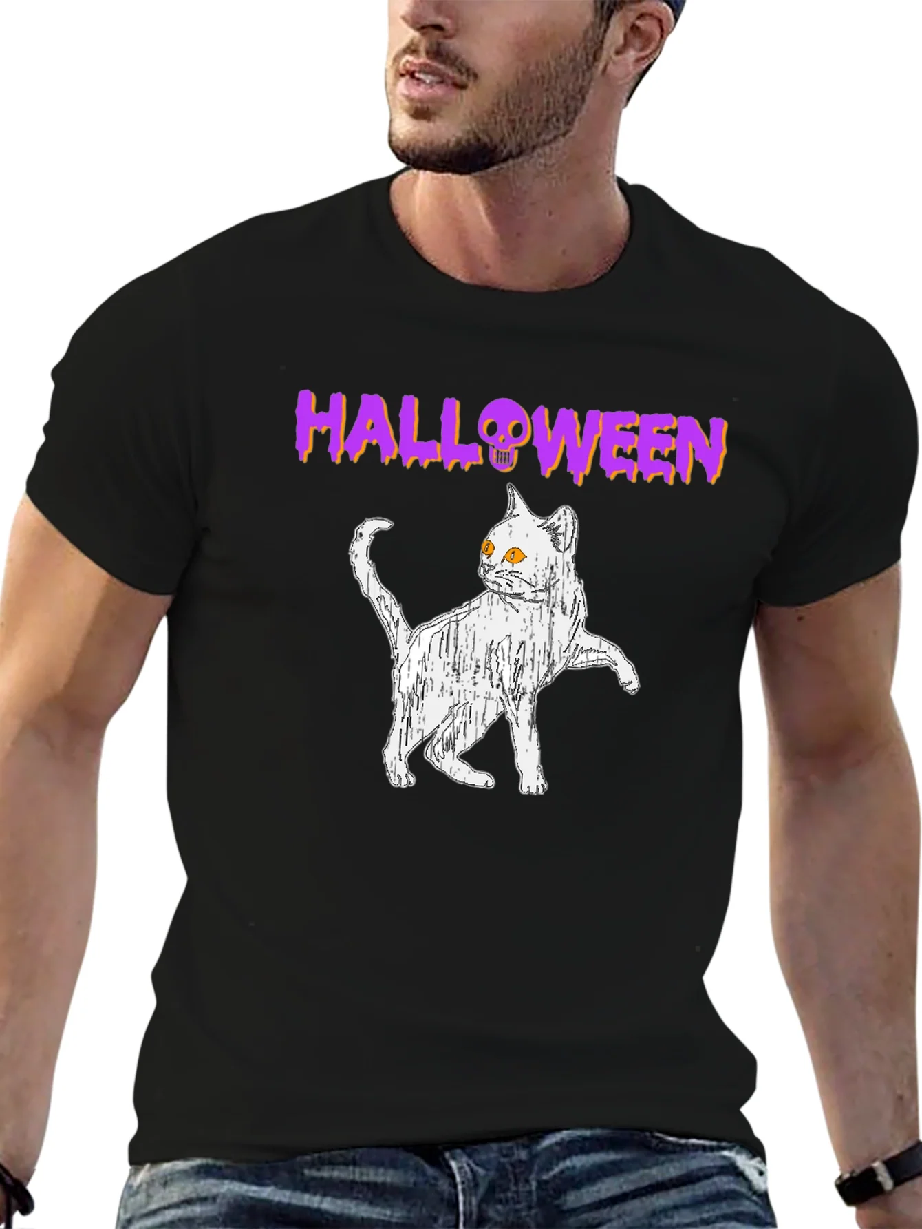 Camiseta Halloween Gato Fantasma