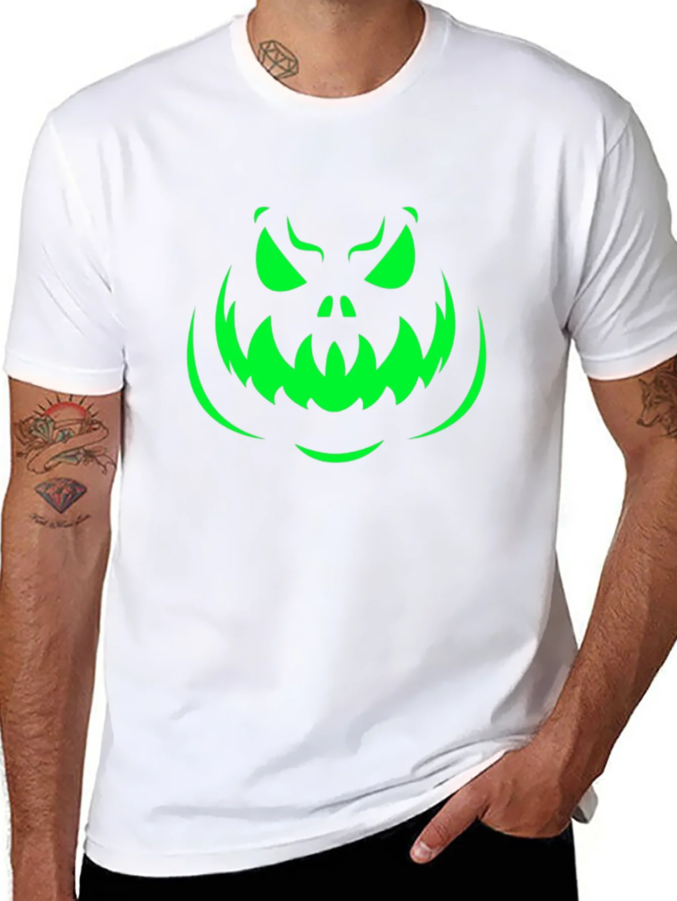 Rebbecca Spooky Pumpkin Face Halloween T-Shirt - Black