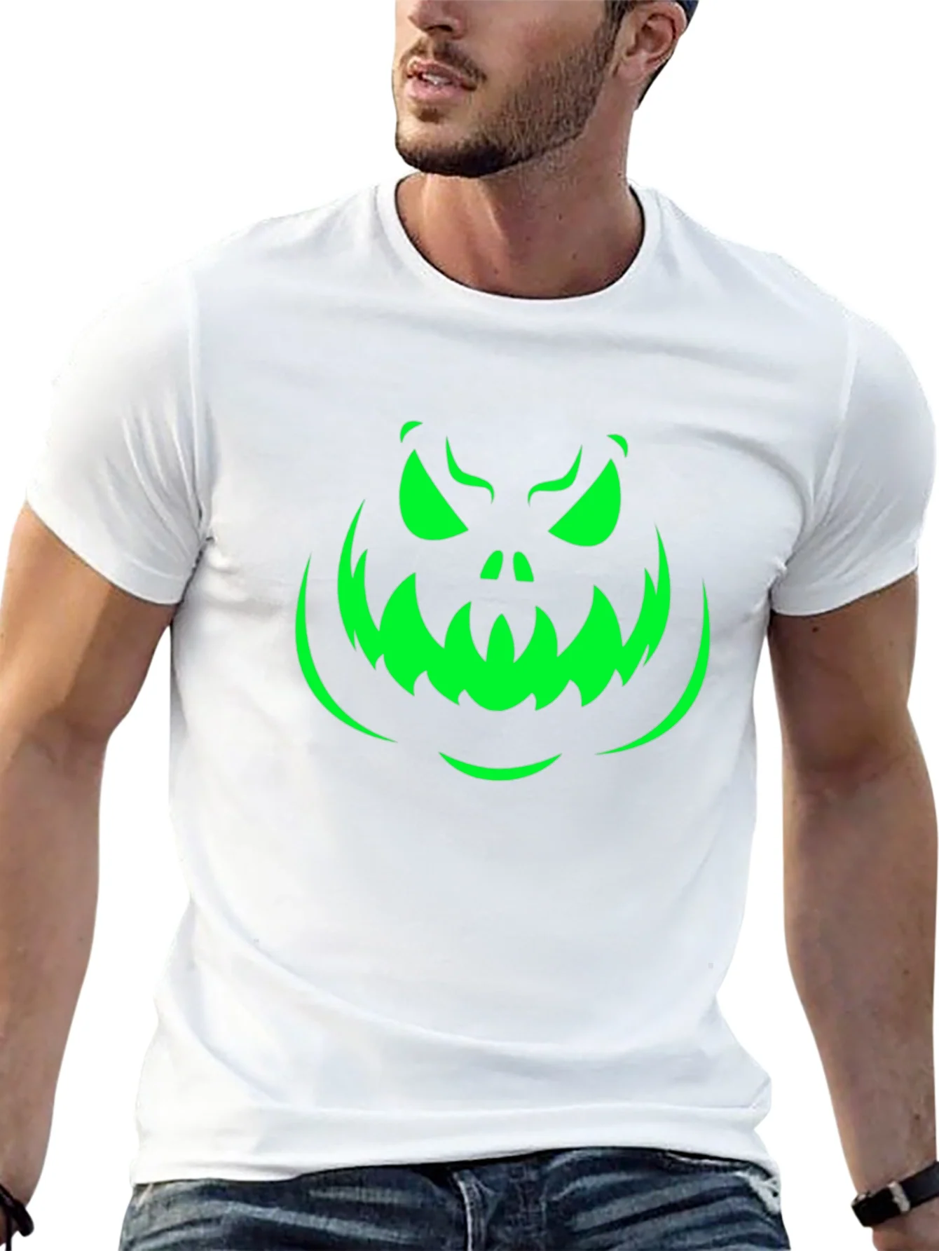 Rebbecca Spooky Pumpkin Face Halloween T-Shirt - Black